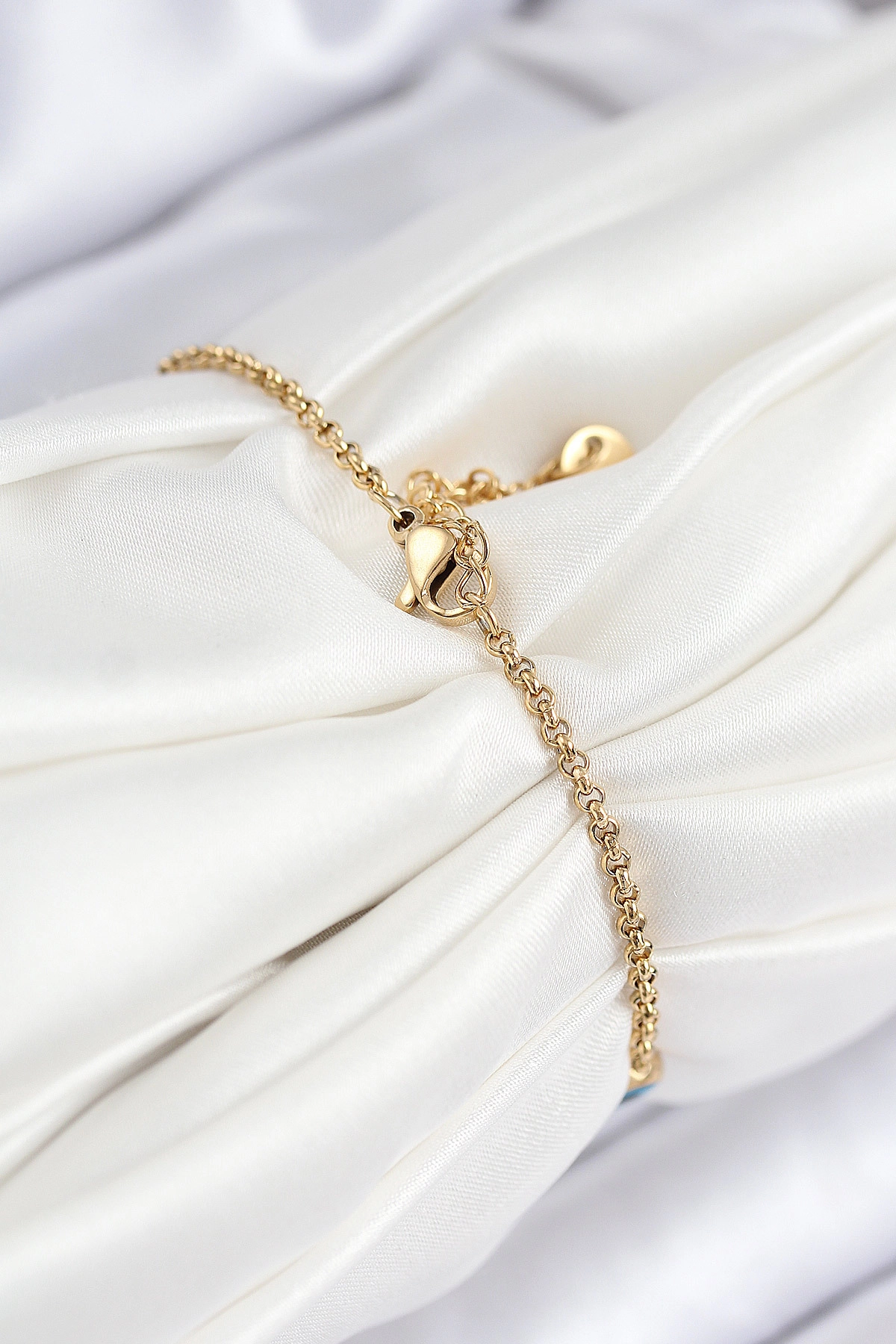 316L Çelik Nazar Boncuğu Model Gold Renk Kadın Bileklik-1