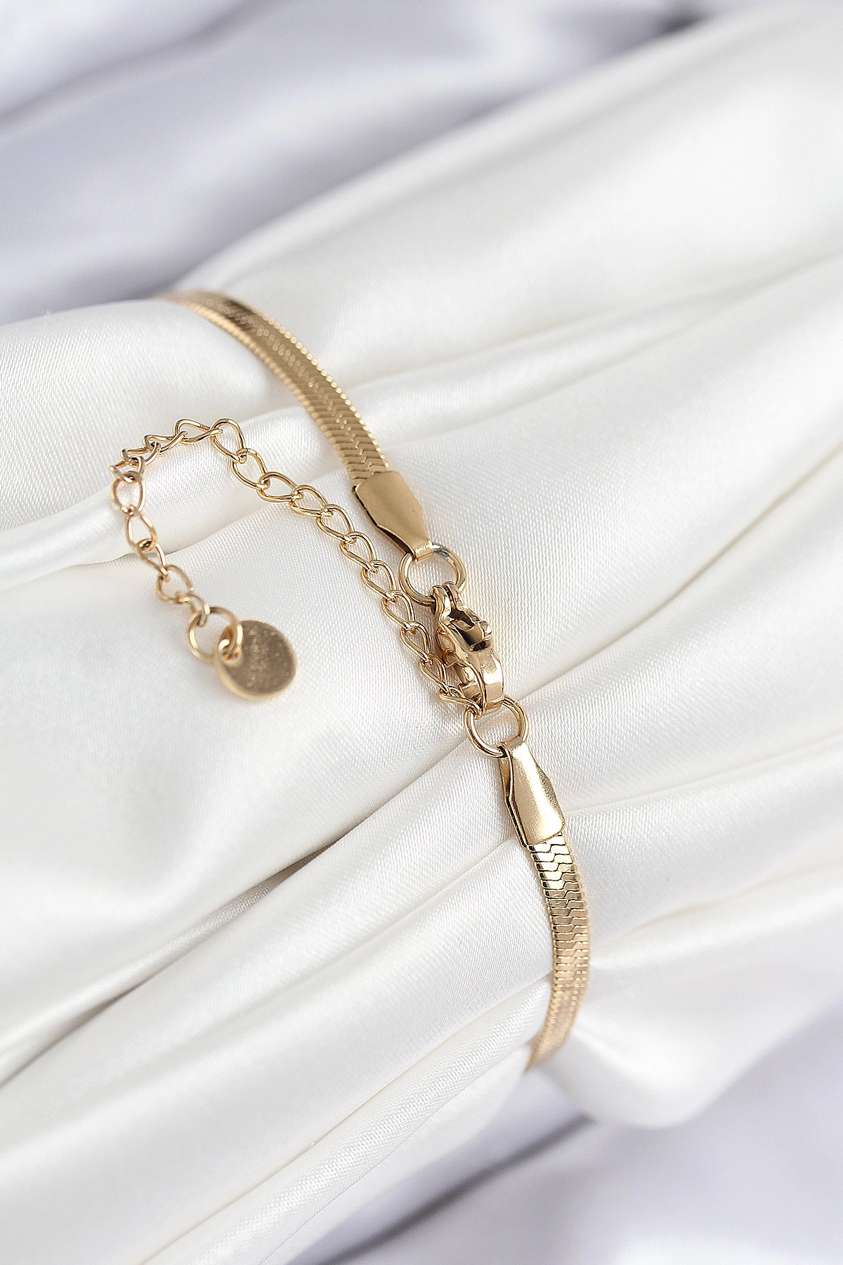 316L Çelik Nazar Boncuk Detaylı Yonca Model İtalyan Zincir Gold Renk Kadın Bileklik-1