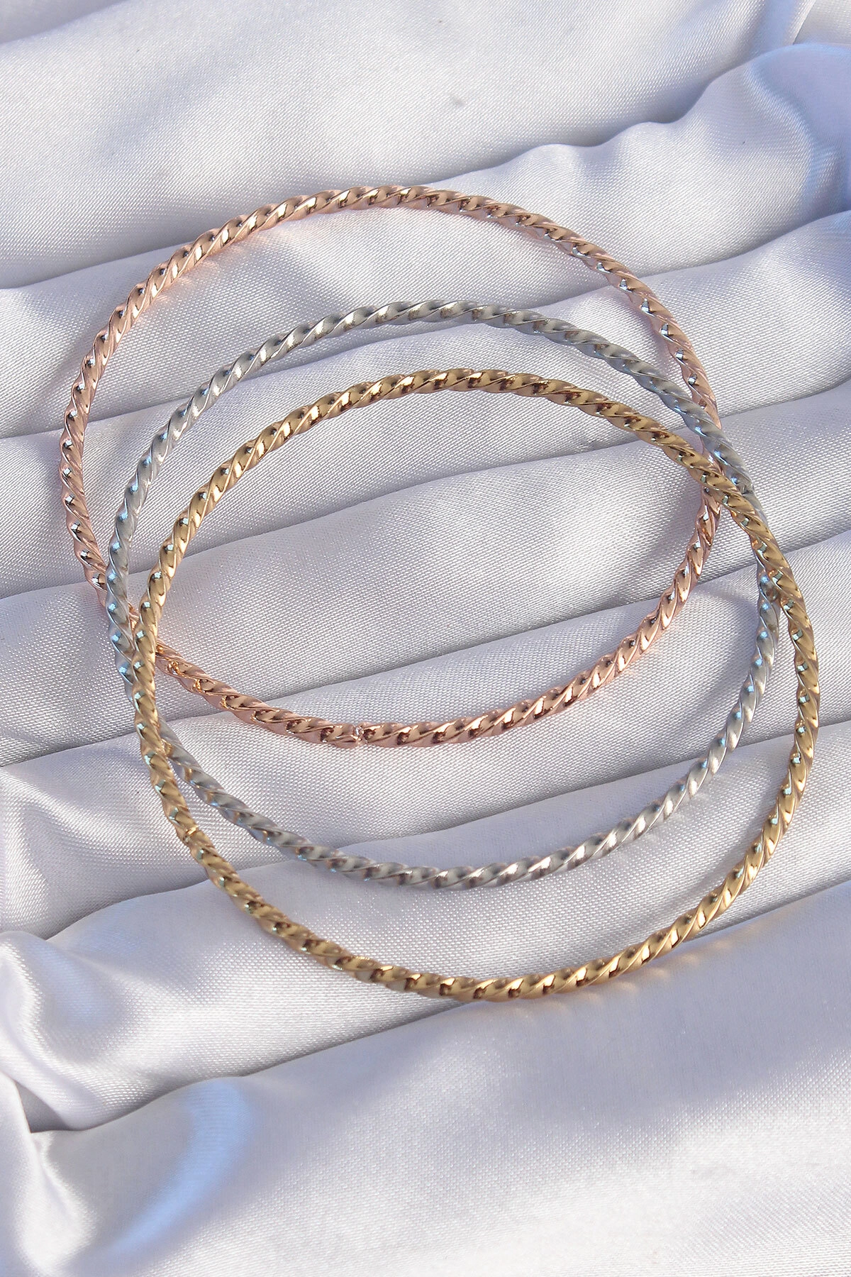 316L Çelik Renkli İnce Burgu Model Ajda Bilezik Seti-1