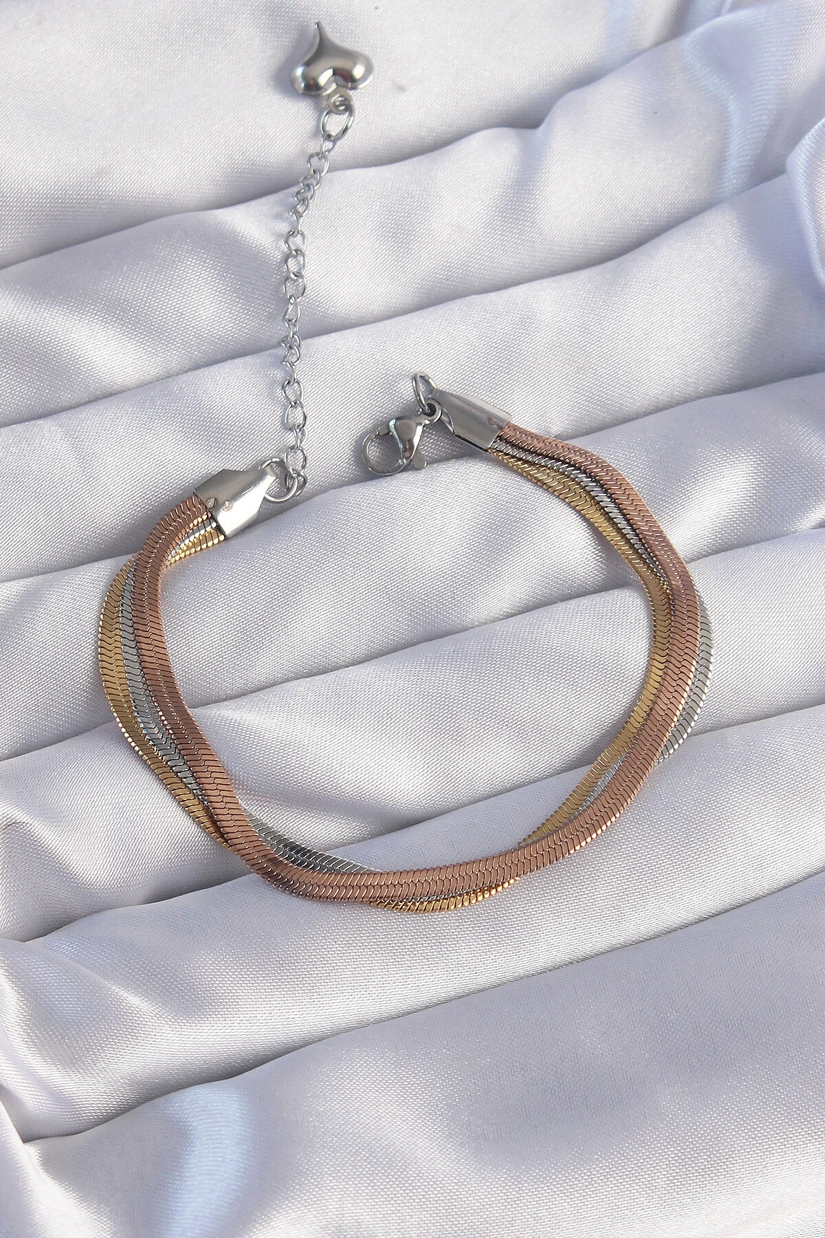 316L Çelik Renkli İtalyan Zincir Model Çoklu Bileklik-0