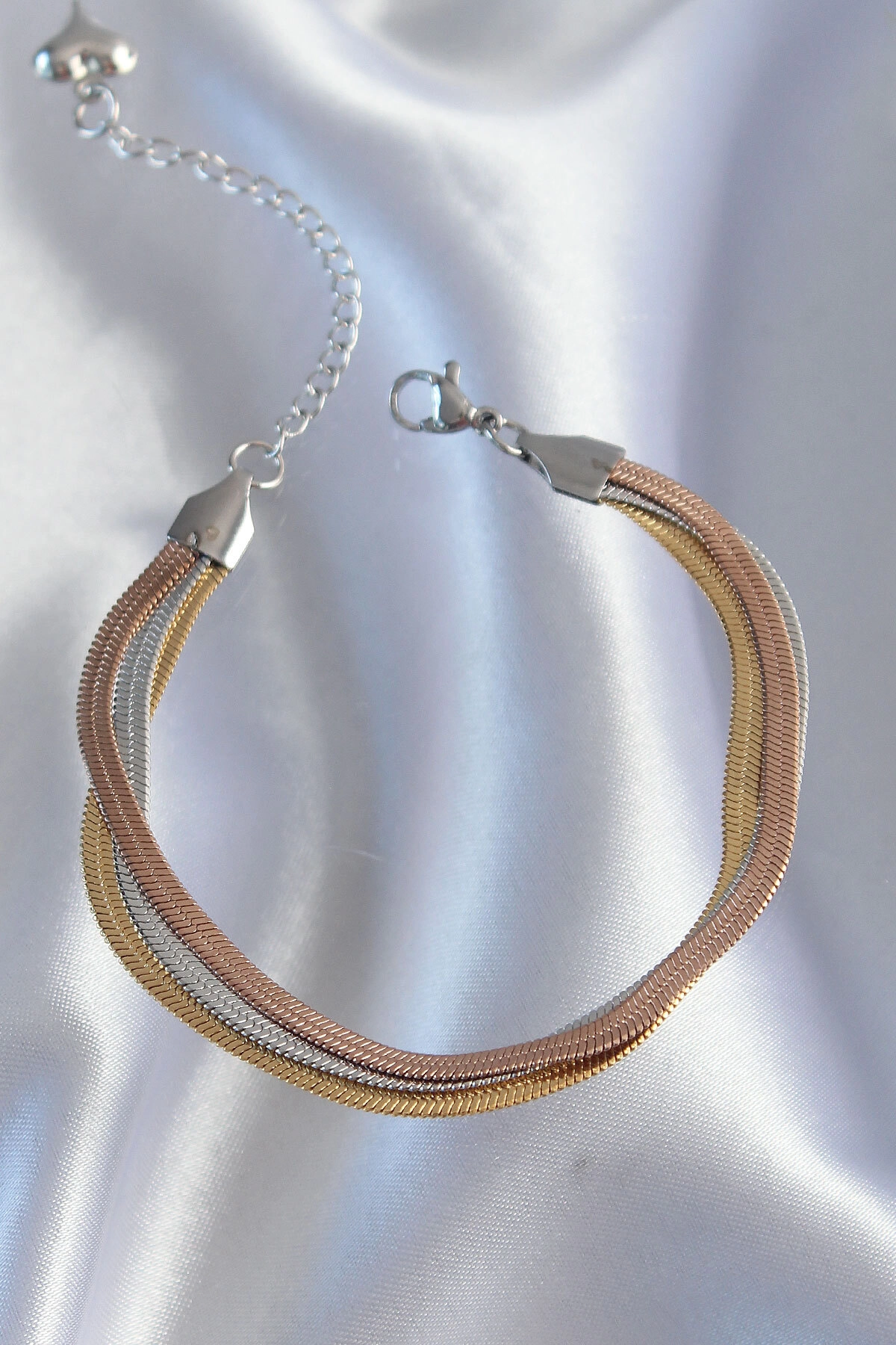 316L Çelik Renkli İtalyan Zincir Model Çoklu Bileklik-1