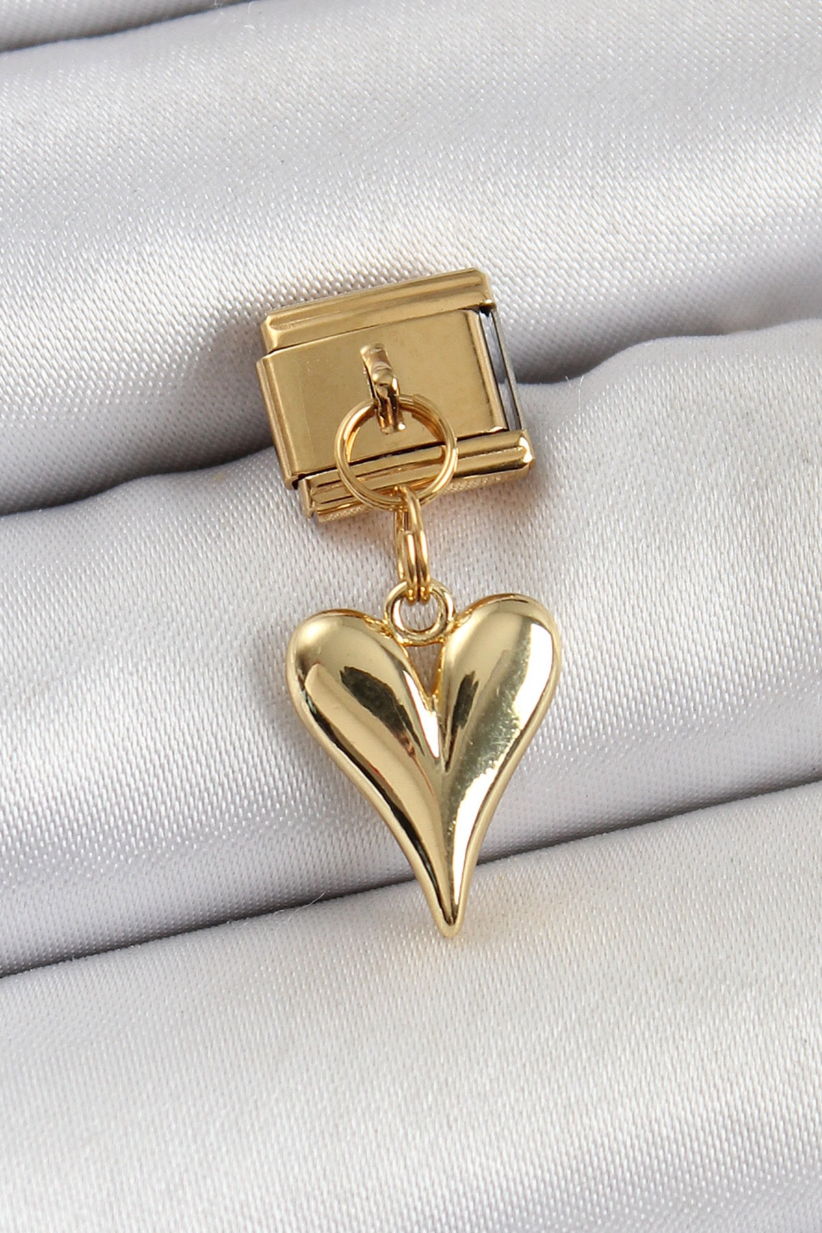 316L Çelik Sallantılı Kalp Model Gold Renk Nomination Charm-0