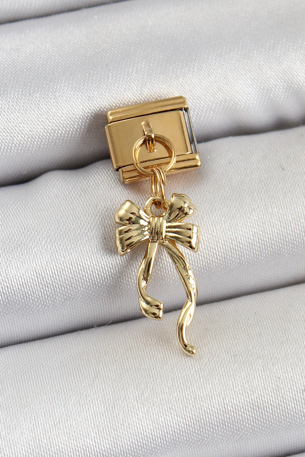 316L Çelik Sallantılı Uzun Fiyonk Model Gold Renk Nomination Charm-0