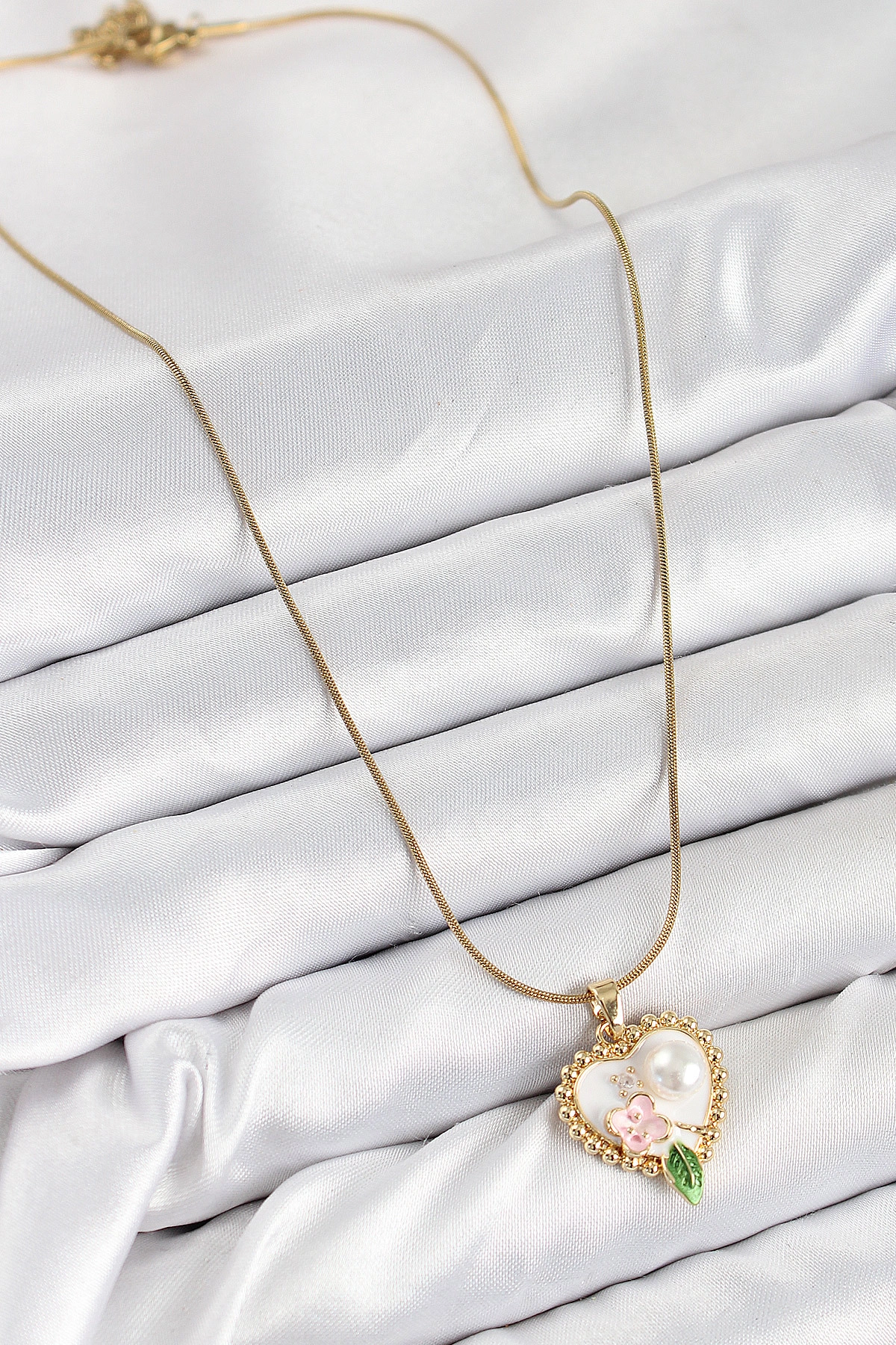 316L Çelik Sanatsal Portre Model Gold Renk Kadın Kolye-1