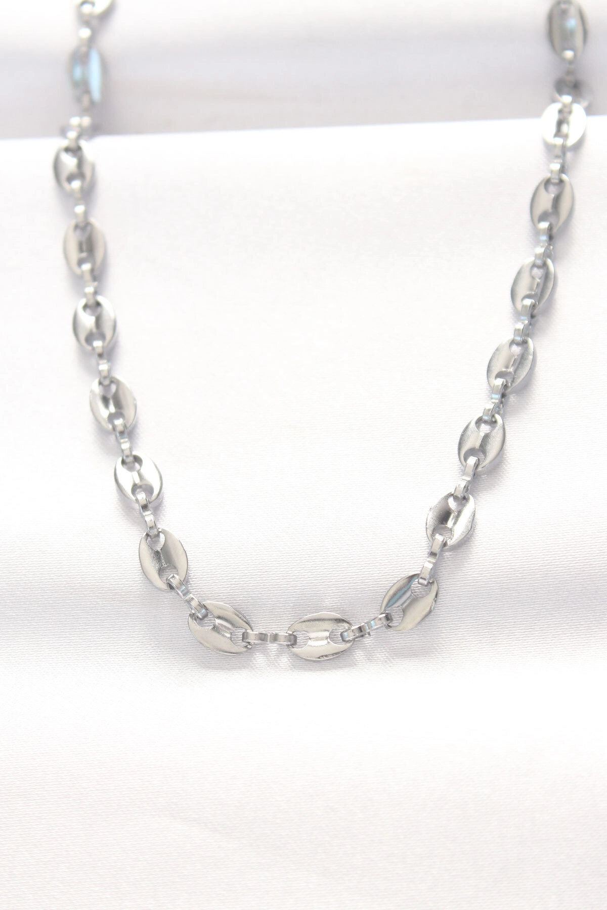 316L Çelik Silver Renk Gemici Zincir Kolye-0