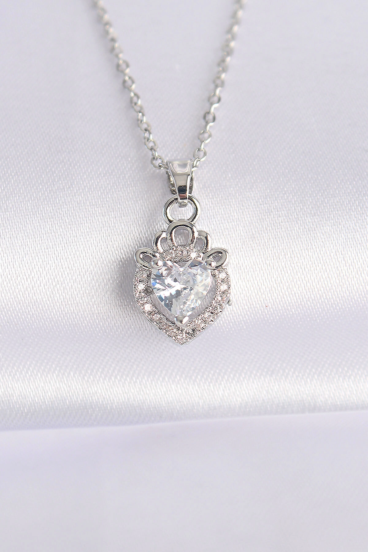 316L Çelik Zincir Gümüş Renk Zirkon Taşlı Rapunzel Kolye-0