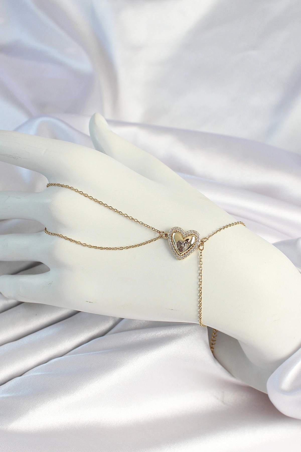 316L Çelik Zincirli Gold Renk Kalp Figürlü Şahmeran-0