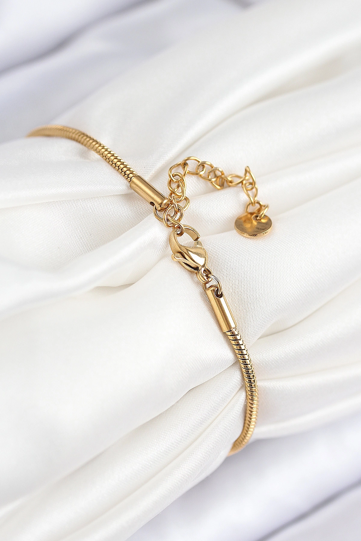 316L Çelik Zirkon Taşlı Göz Charm Model Gold Renk Kadın Bileklik-1