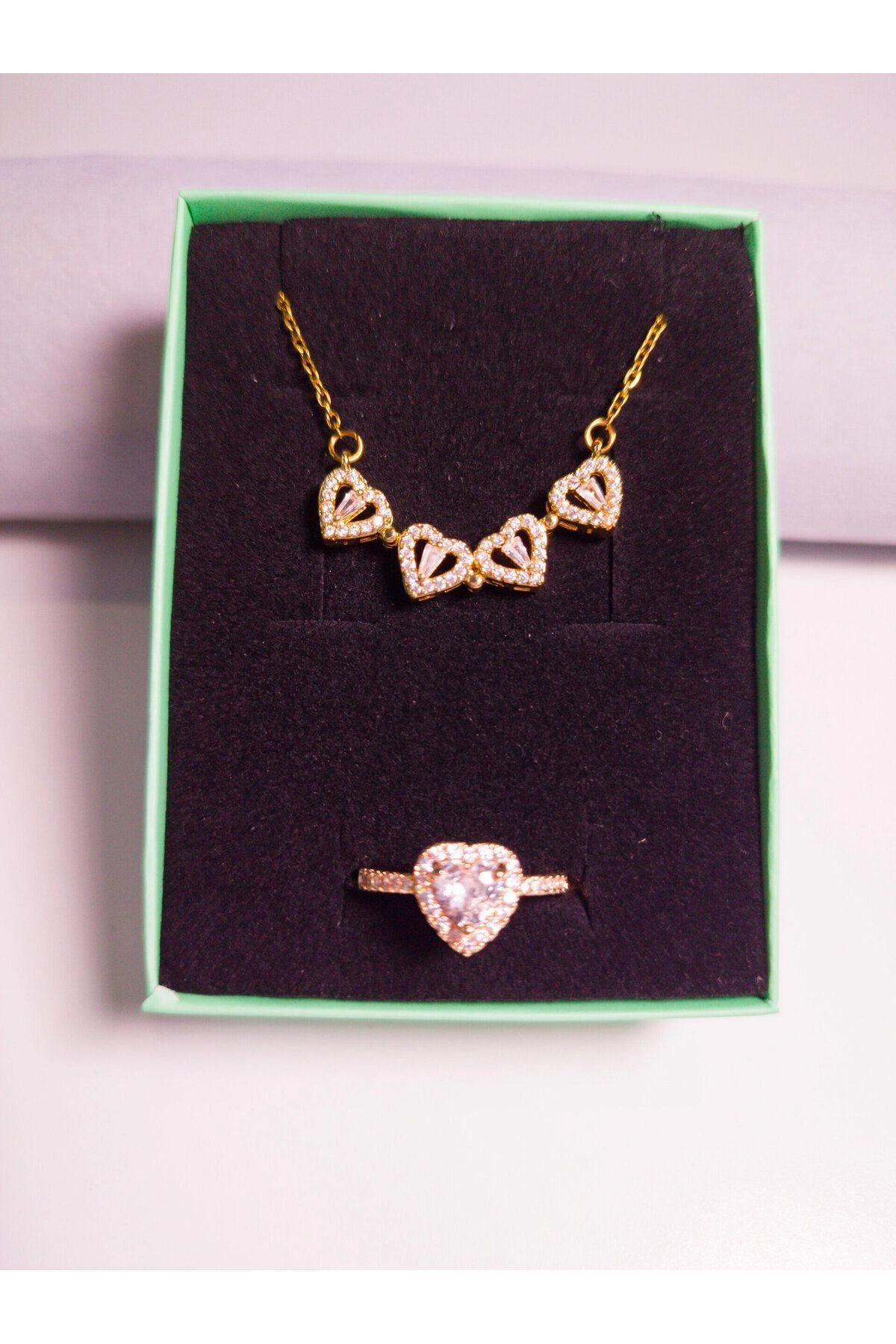 4 Kalpli Açılır Kolye Zirkon Taşlı Yüzük Set | 316l Çelik - Kararmaz | Hediye Kadın-2