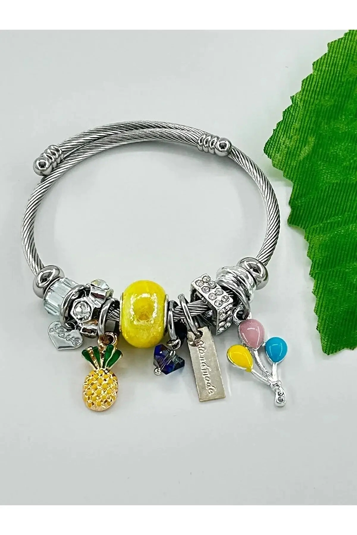 Ananas Charm Bileklik Çelik Silver | 316l Çelik - Kararmaz | Hediye Kadın-4