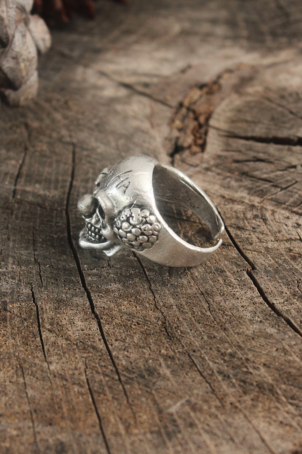 Antik Gümüş Renk Palyaço Model Ayarlanabilir Erkek Yüzük-1