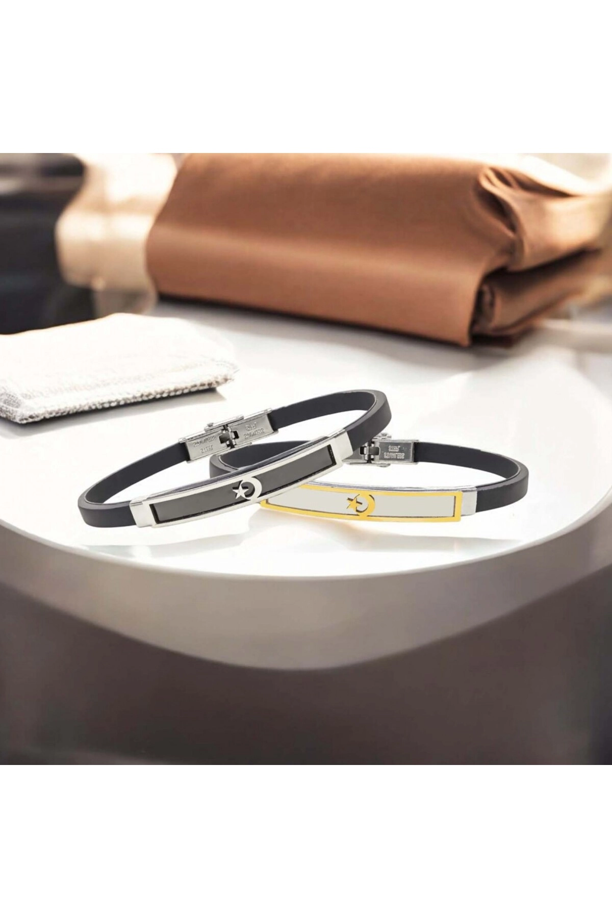 Ay Yıldız Türk Bayrağı Desenli Çelik Bileklik-3