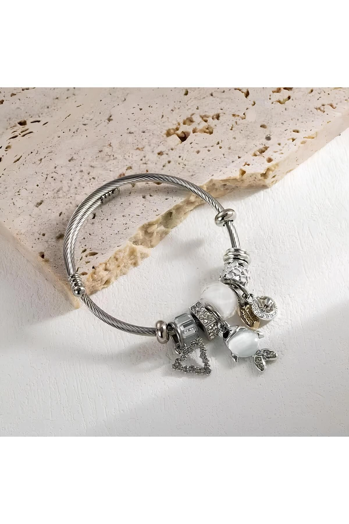 Balık Figürlü Bileklik Çelik Silver | 316l Çelik - Kararmaz | Hediye Kadın-2