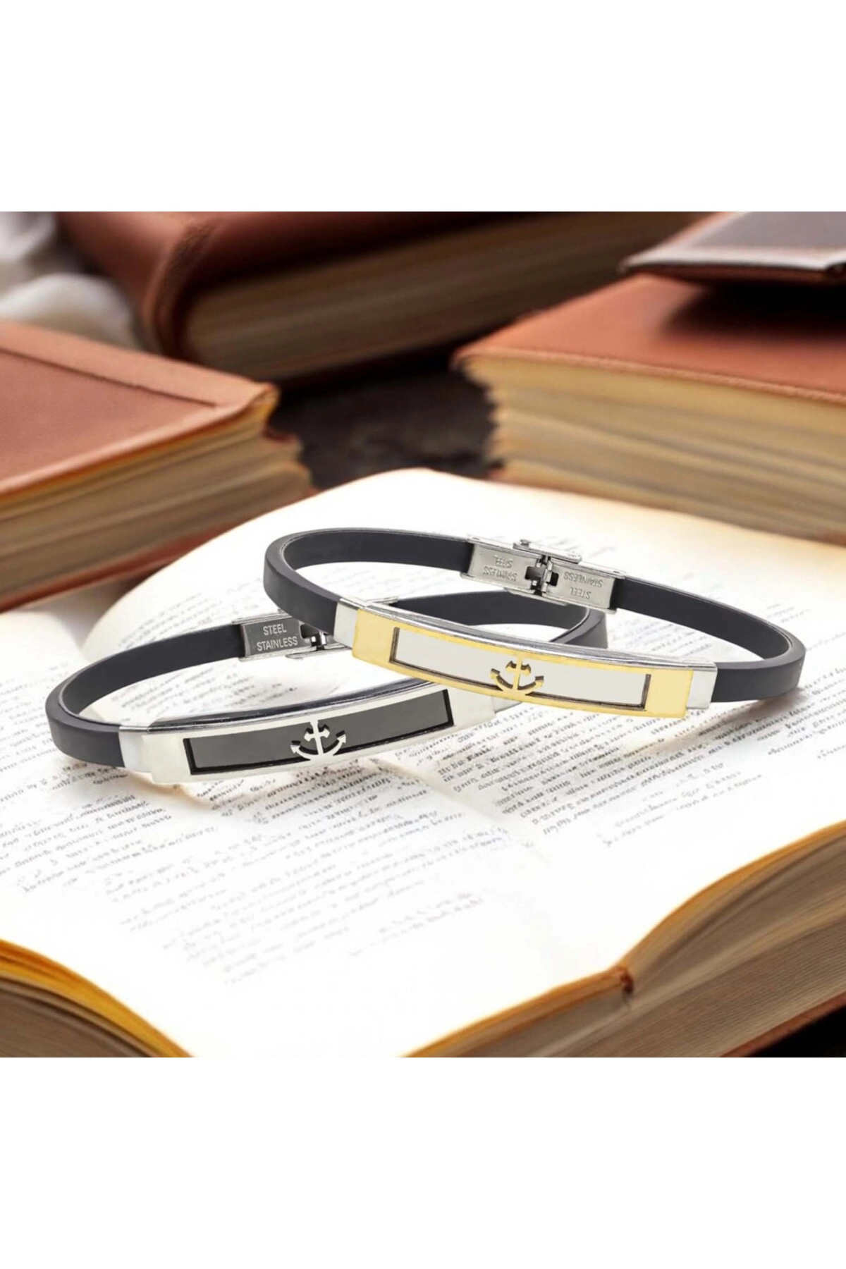 Çapa Desenli Çelik Bileklik-5