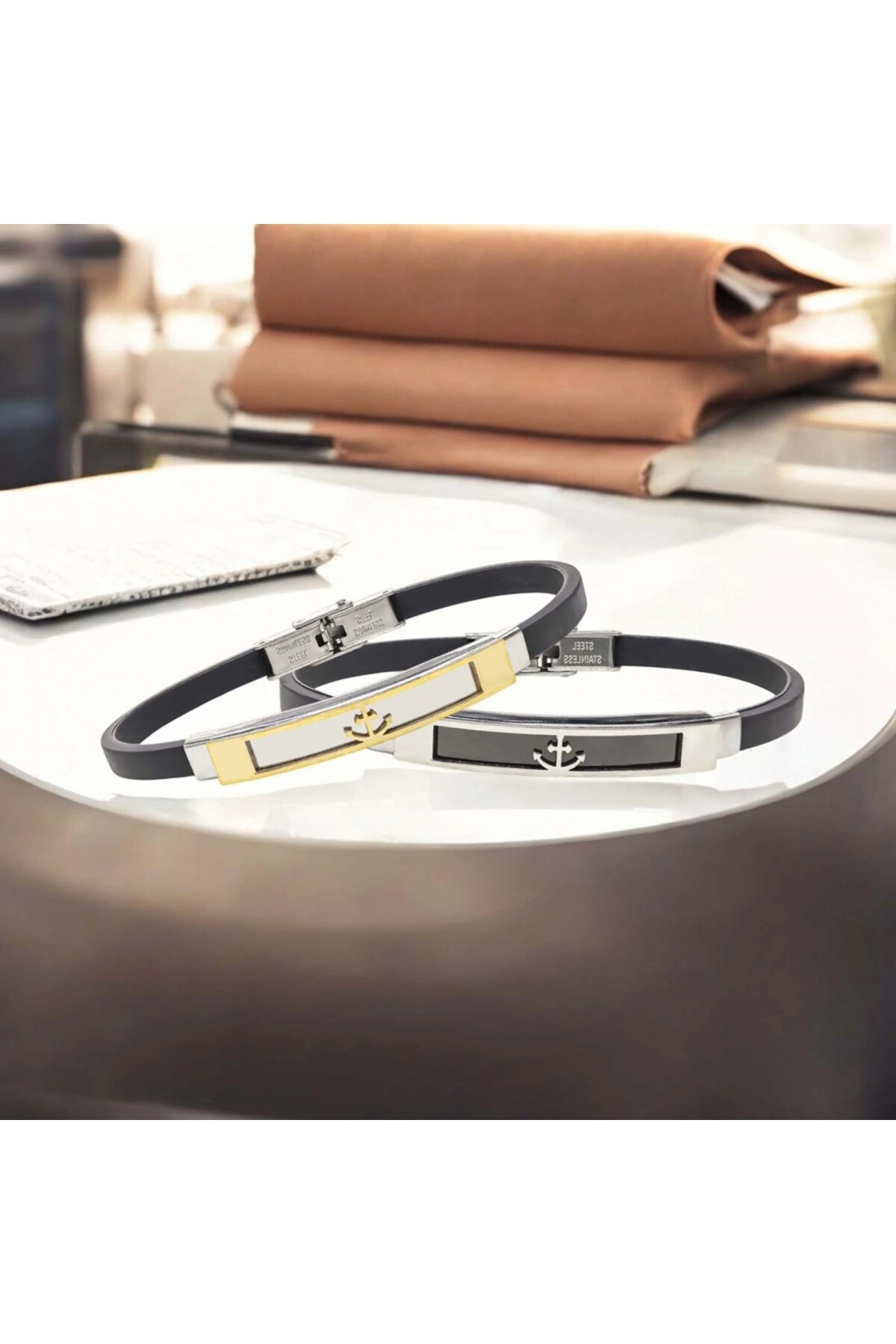 Çapa Desenli Çelik Bileklik-3