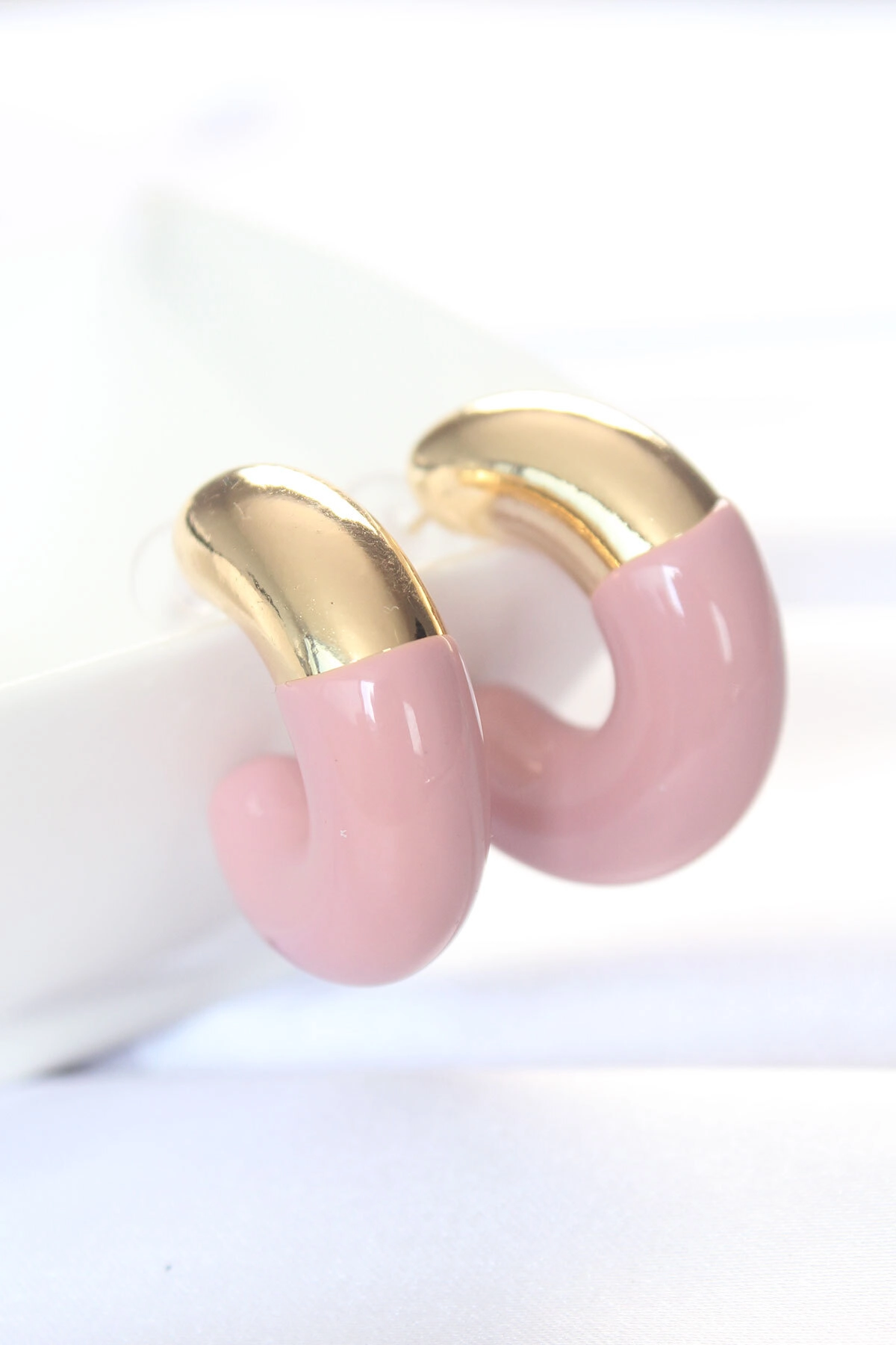 CCB Gül Kurusu Gold Çift Renk Küpe-0