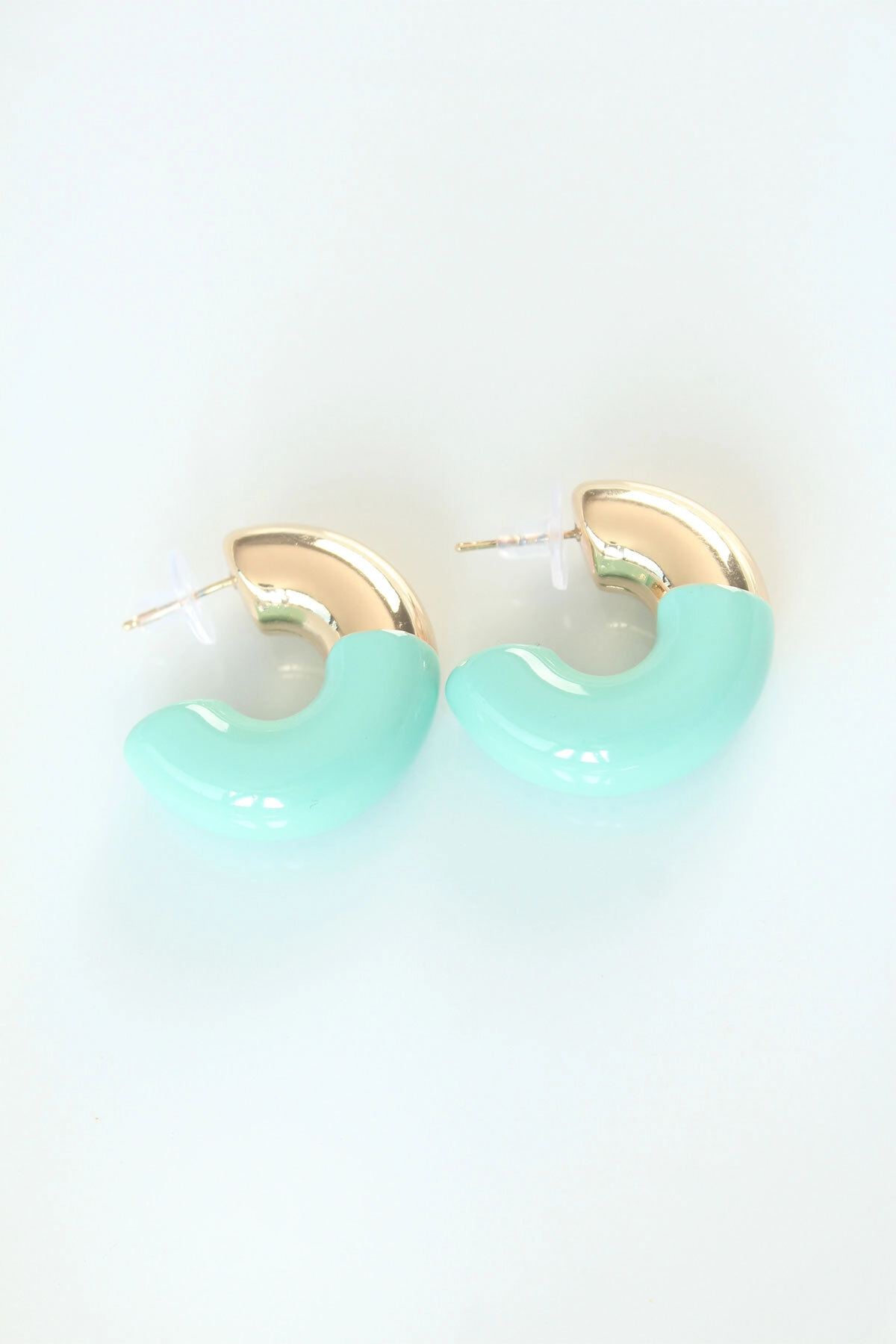 CCB Turkuaz Gold Çift Renk Küpe-1