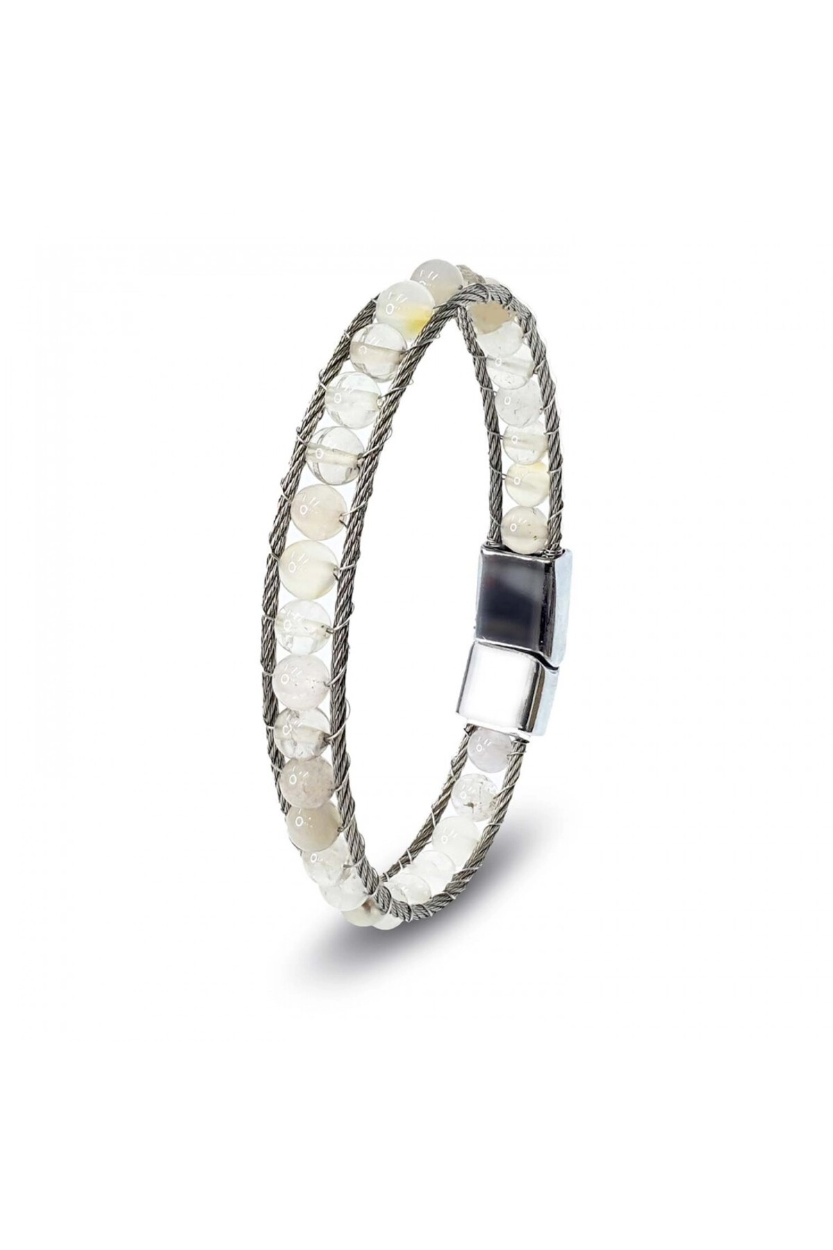 Çelik Halat Ve Ay Taşı Doğaltaş Bileklik-0