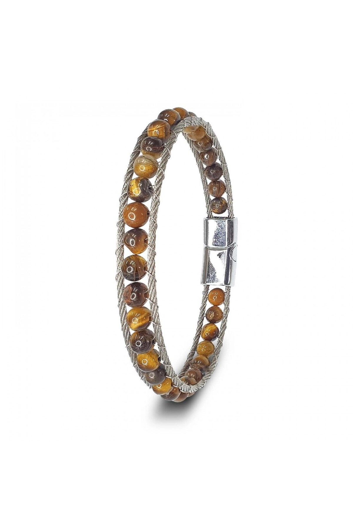 Çelik Halat Ve Kaplan Gözü Doğaltaş Bileklik-0