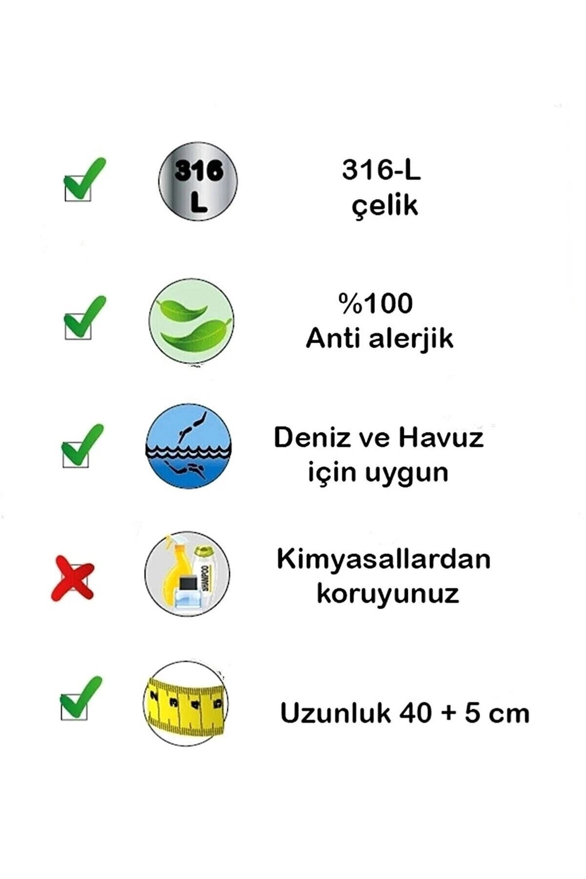 Çelik Italyan Zincir Kolye | 316l Çelik - Kararmaz | Silver Renk-3