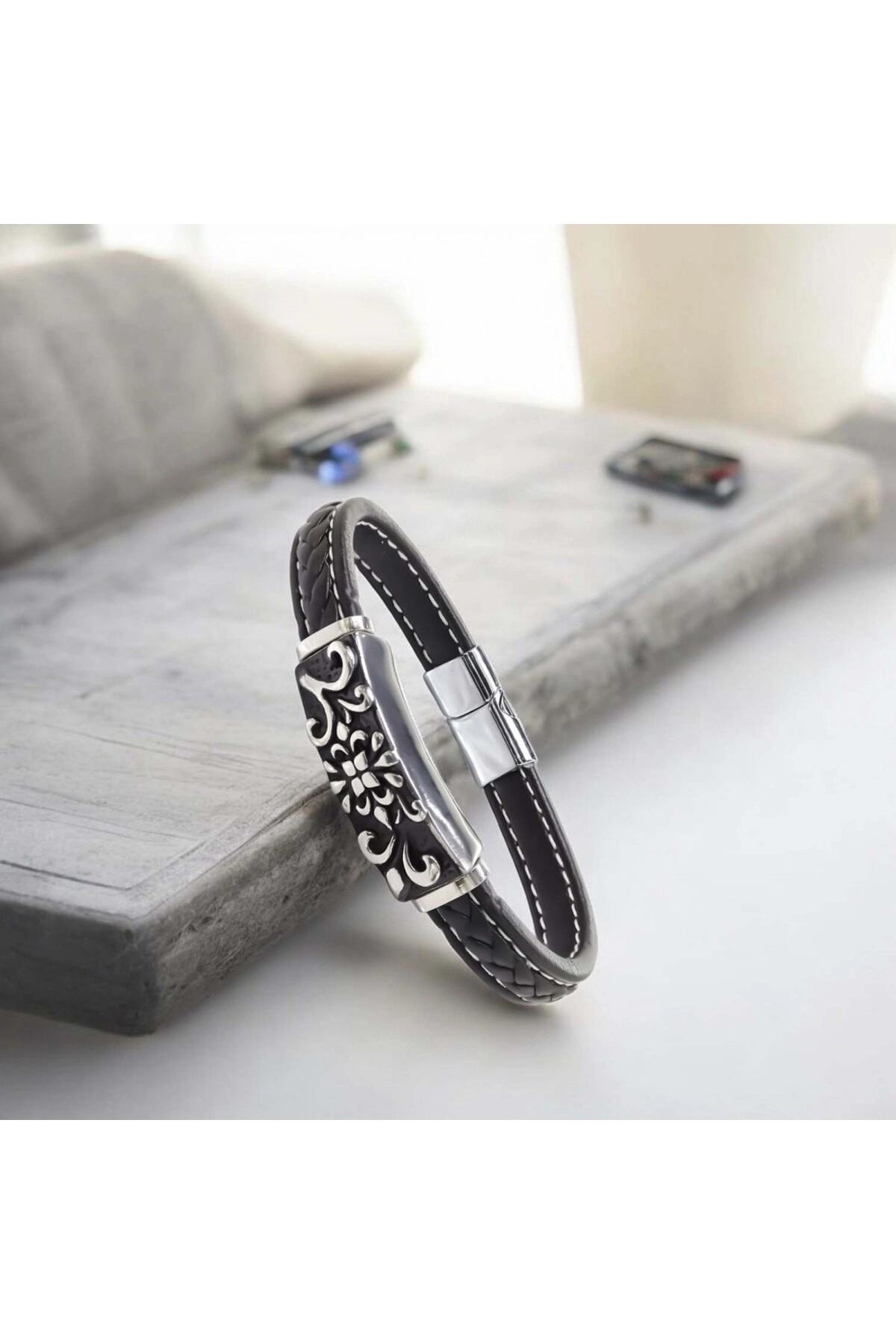 Çelik Ve Deri Bileklik-2