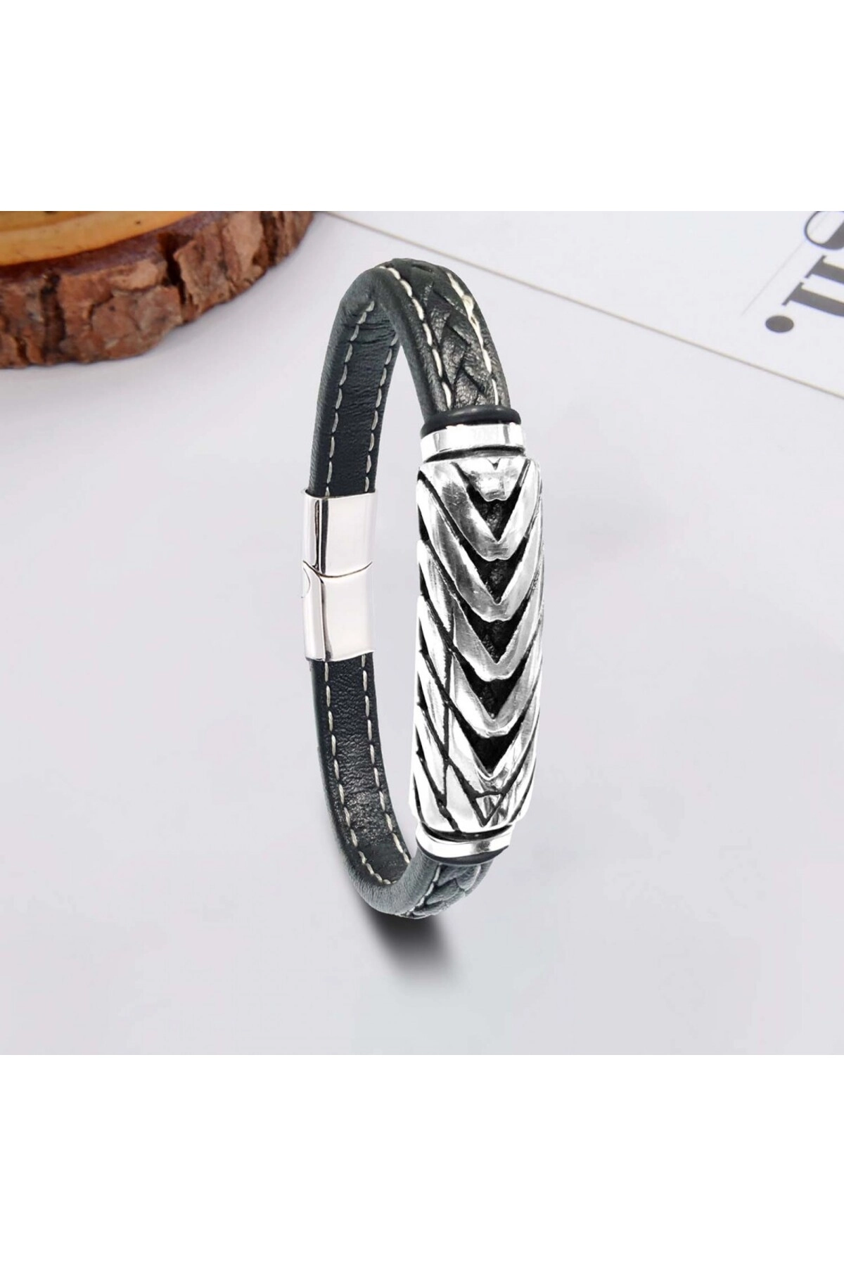 Çelik Ve Deri Bileklik-1
