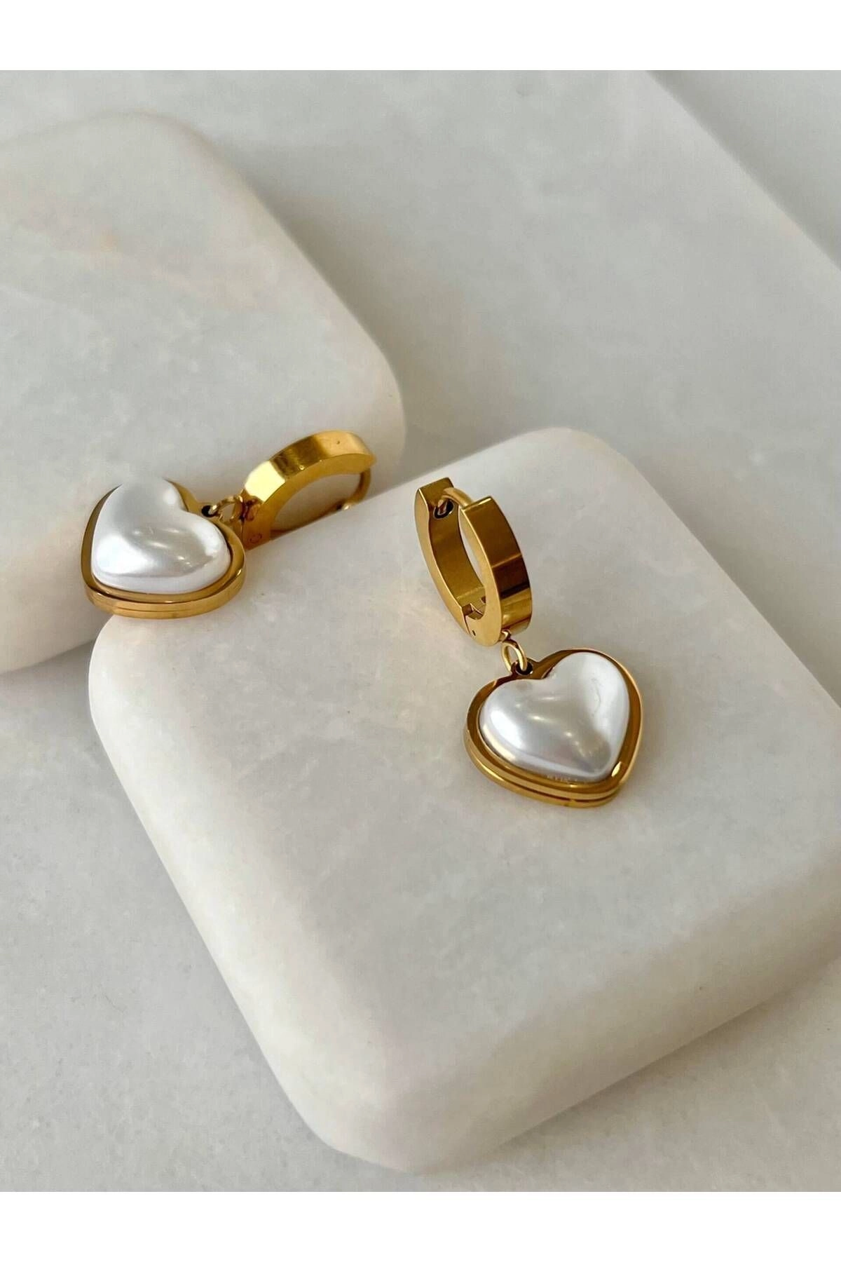 Çelik Venedik Kalp Kolye Küpe Gold Set | 316l Çelik - Kararmaz | Hediye Kadın-3