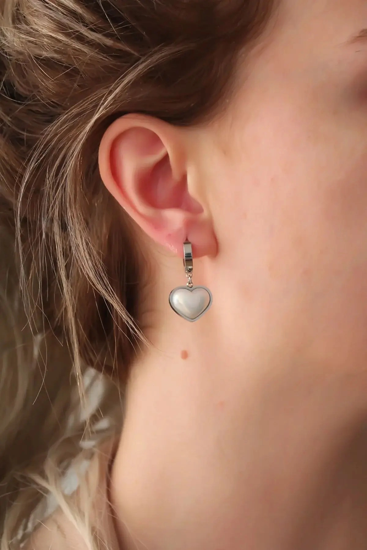 Çelik Venedik Kalp Kolye Küpe Silver Set | 316l Çelik - Kararmaz | Hediye Kadın-3