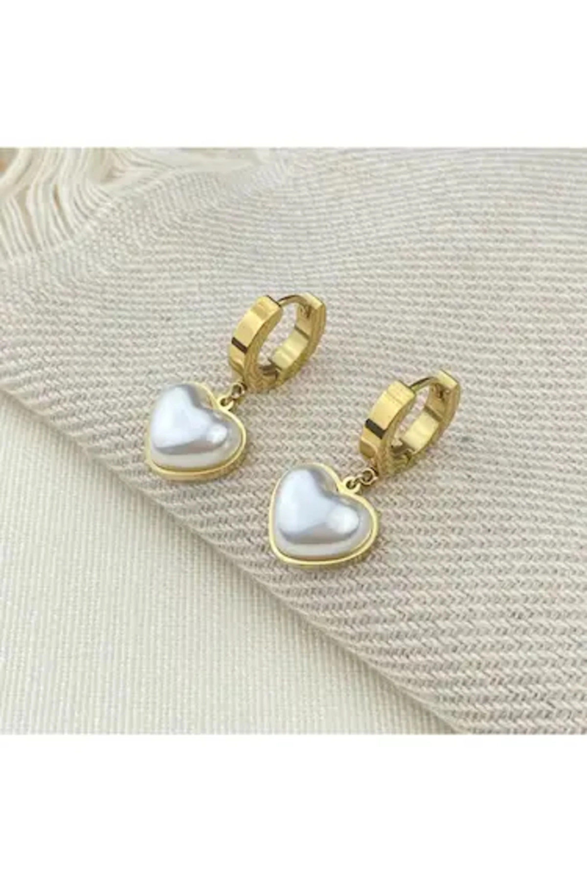 Çelik Venedik Kalp Küpe Gold | 316l Çelik - Kararmaz | Hediye Kadın-3