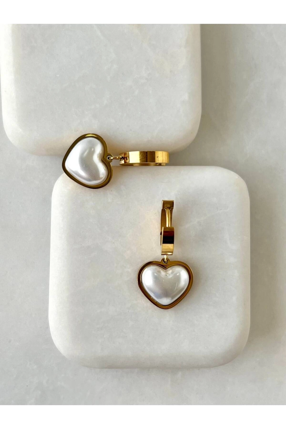 Çelik Venedik Kalp Küpe Gold | 316l Çelik - Kararmaz | Hediye Kadın-5