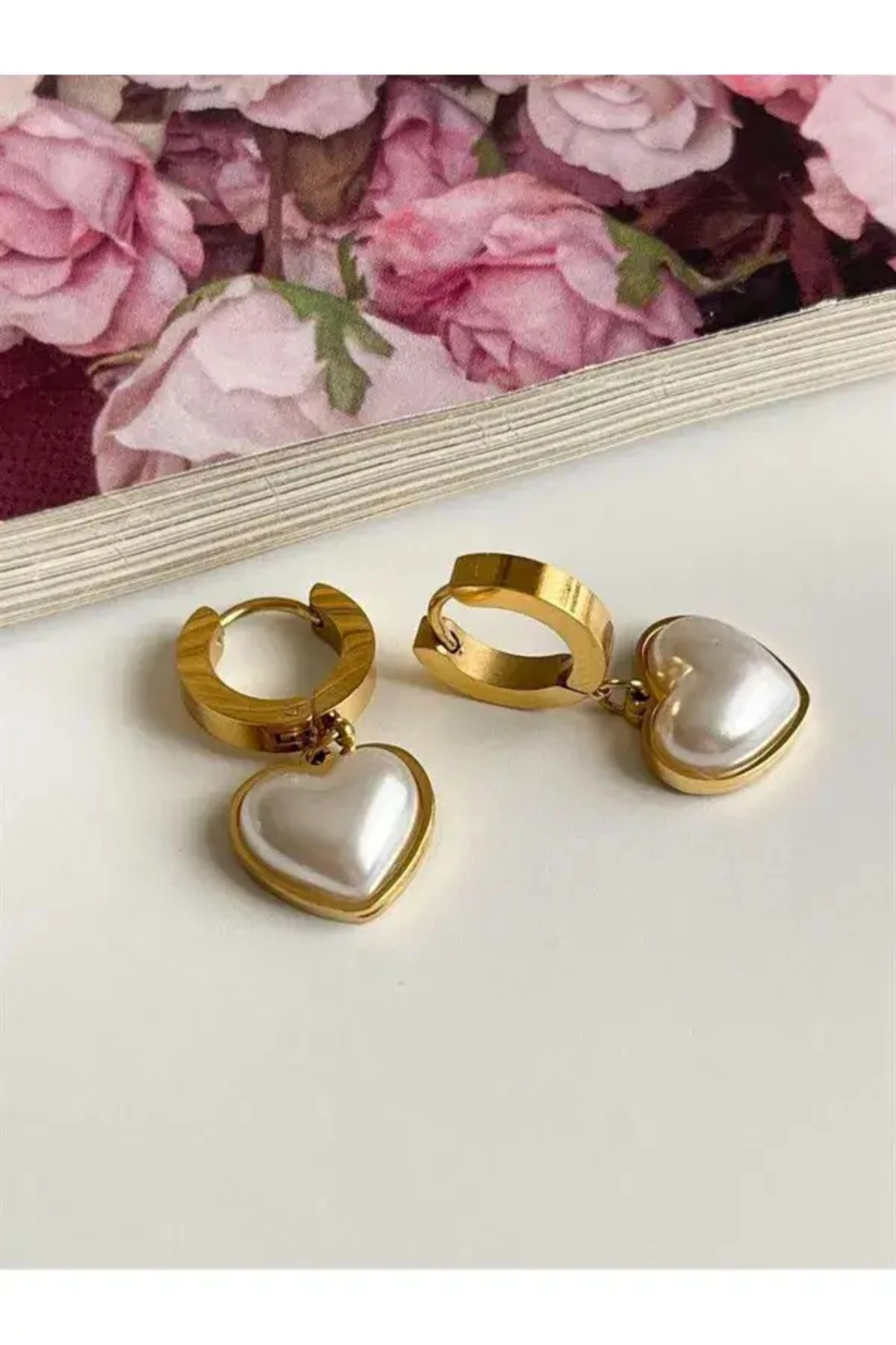 Çelik Venedik Kalp Küpe Gold | 316l Çelik - Kararmaz | Hediye Kadın-6