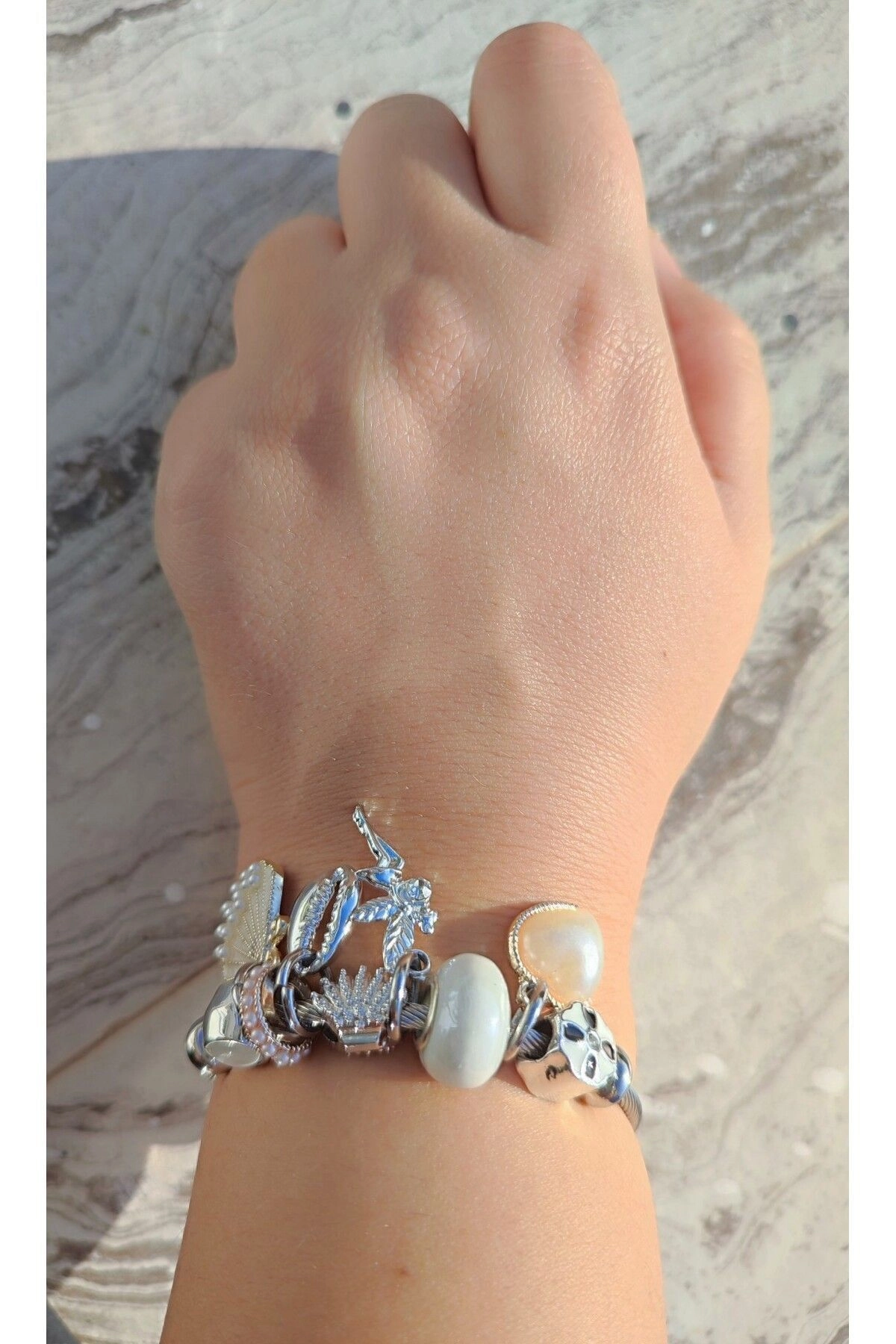 Charm Bileklik Çelik Silver | 316l Çelik - Kararmaz | Hediye Kadın-0