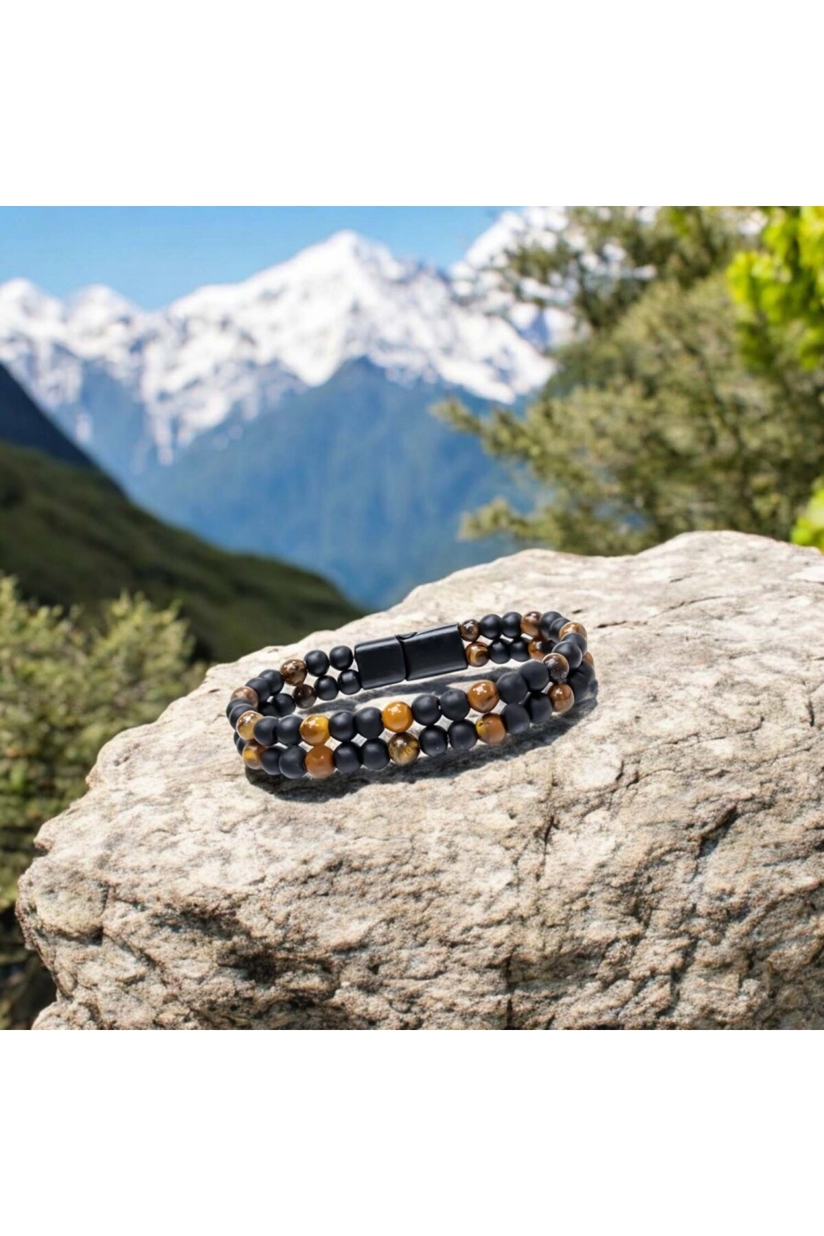 Çift Oniks Ve Kaplangözü Çelik Bileklik-1