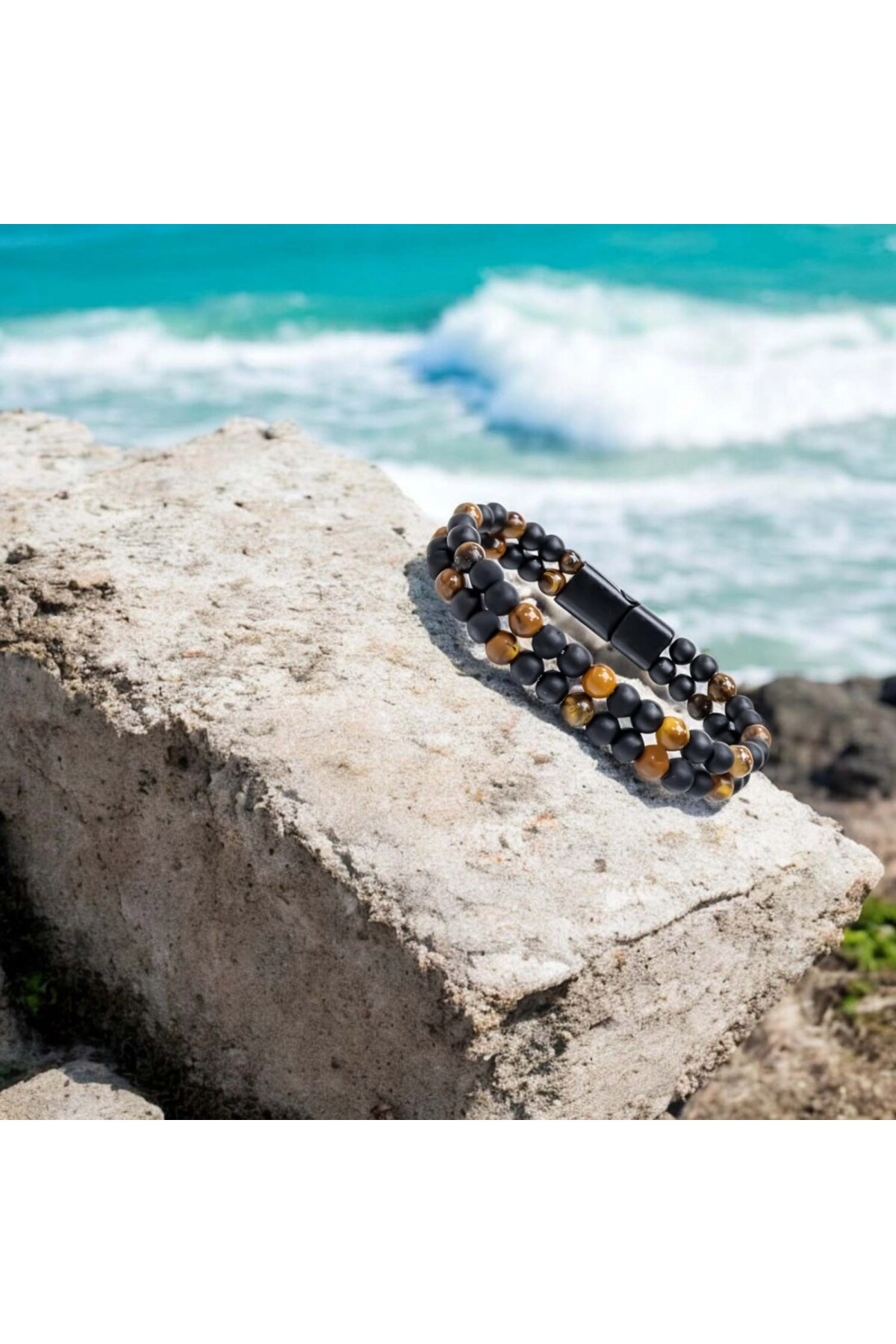 Çift Oniks Ve Kaplangözü Çelik Bileklik-2