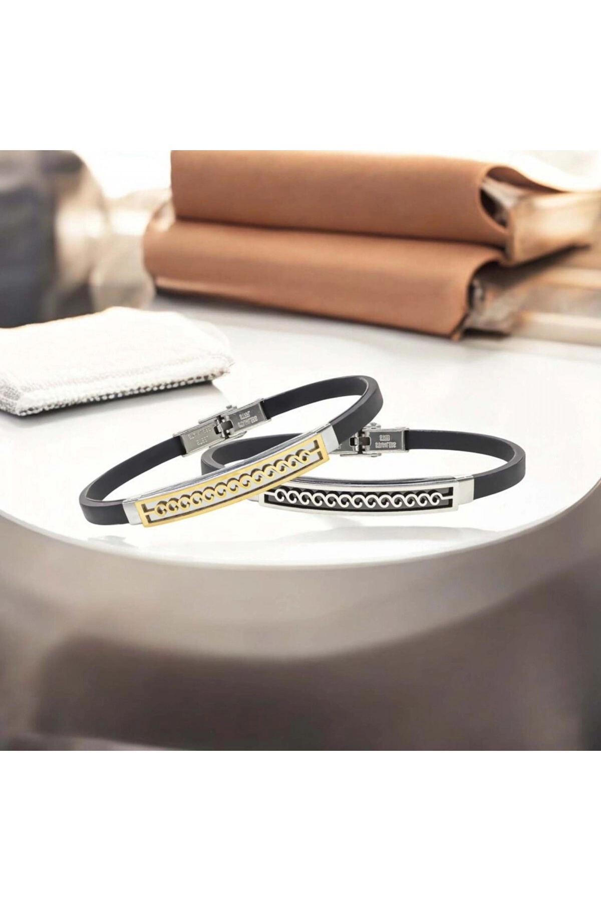 Deniz Dalgası Desenli Çelik Bileklik-3