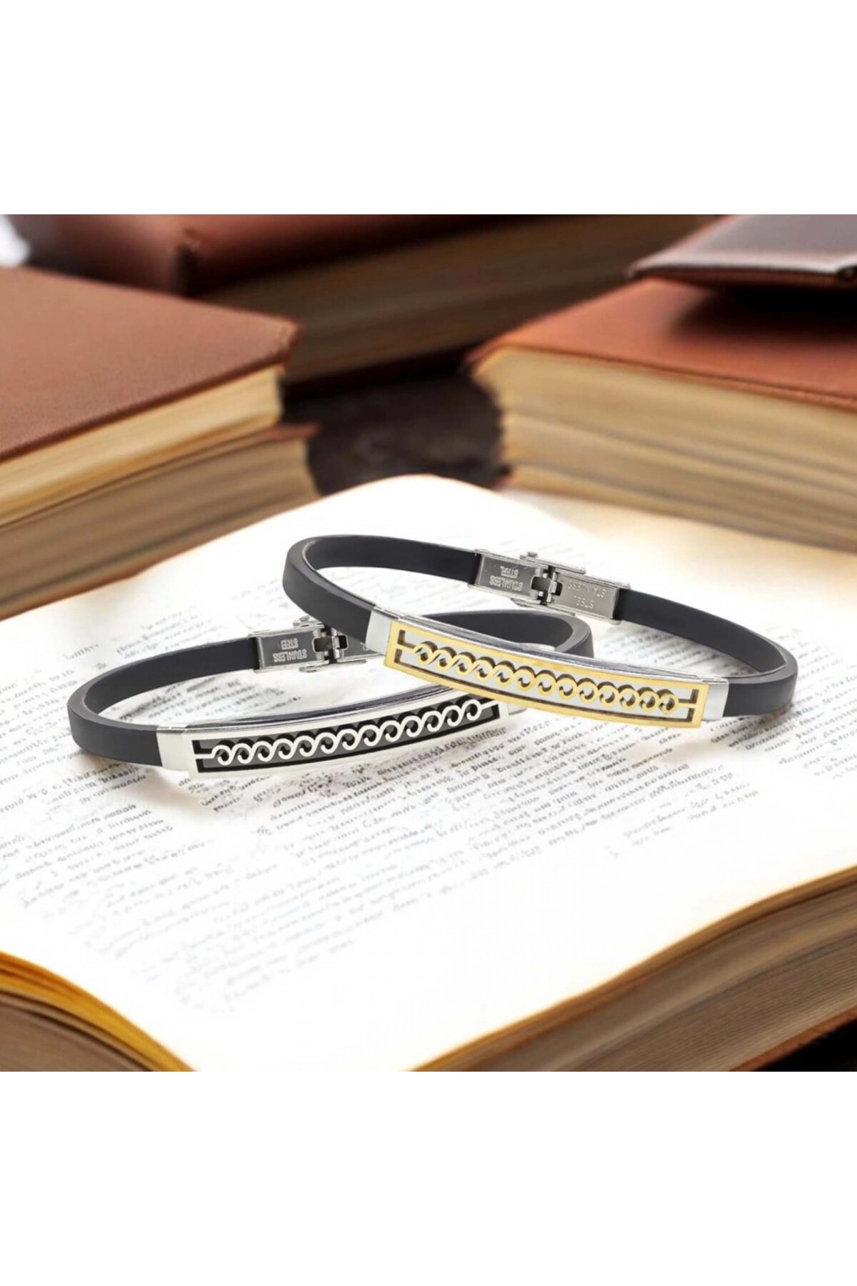 Deniz Dalgası Desenli Çelik Bileklik-5