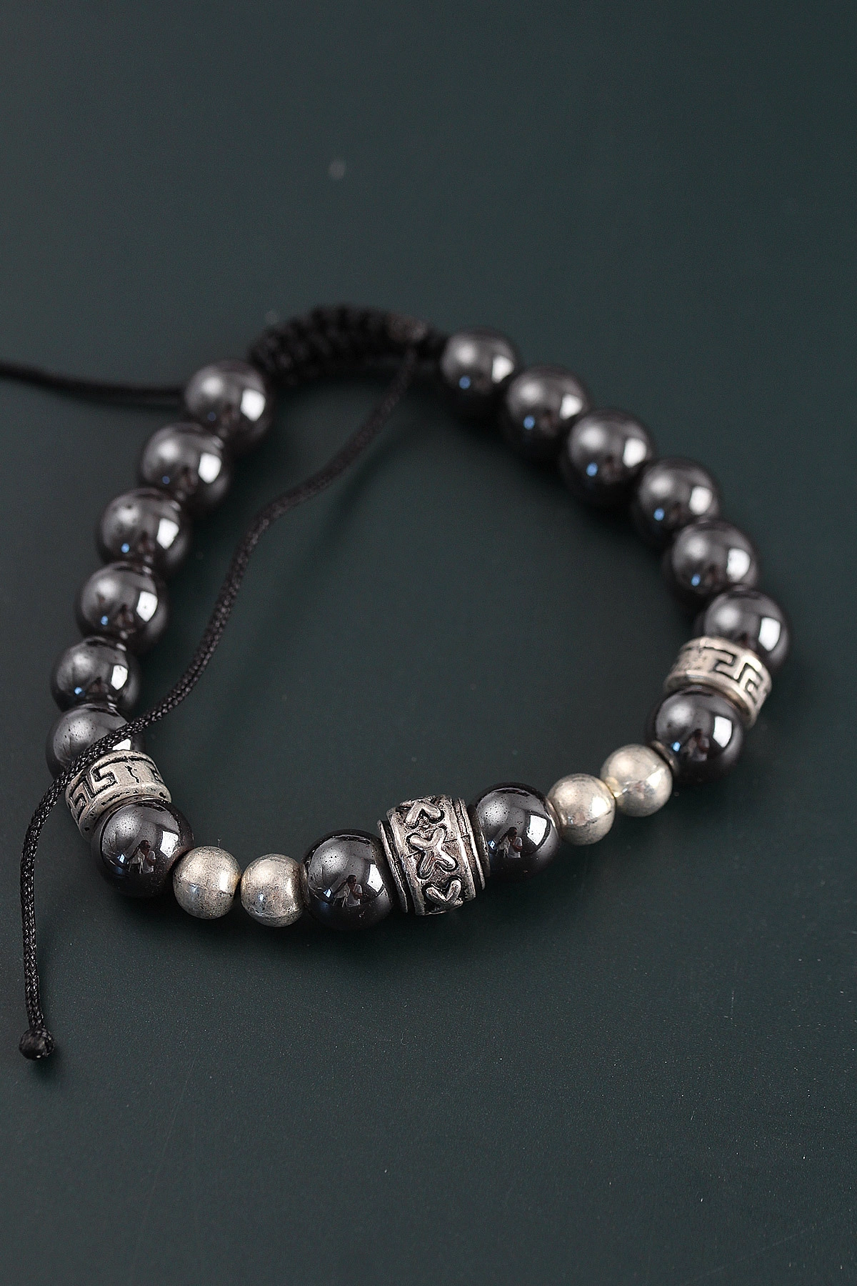 Doğal Taş X Model Antrasit Renk Asansörlü Erkek Bileklik-1