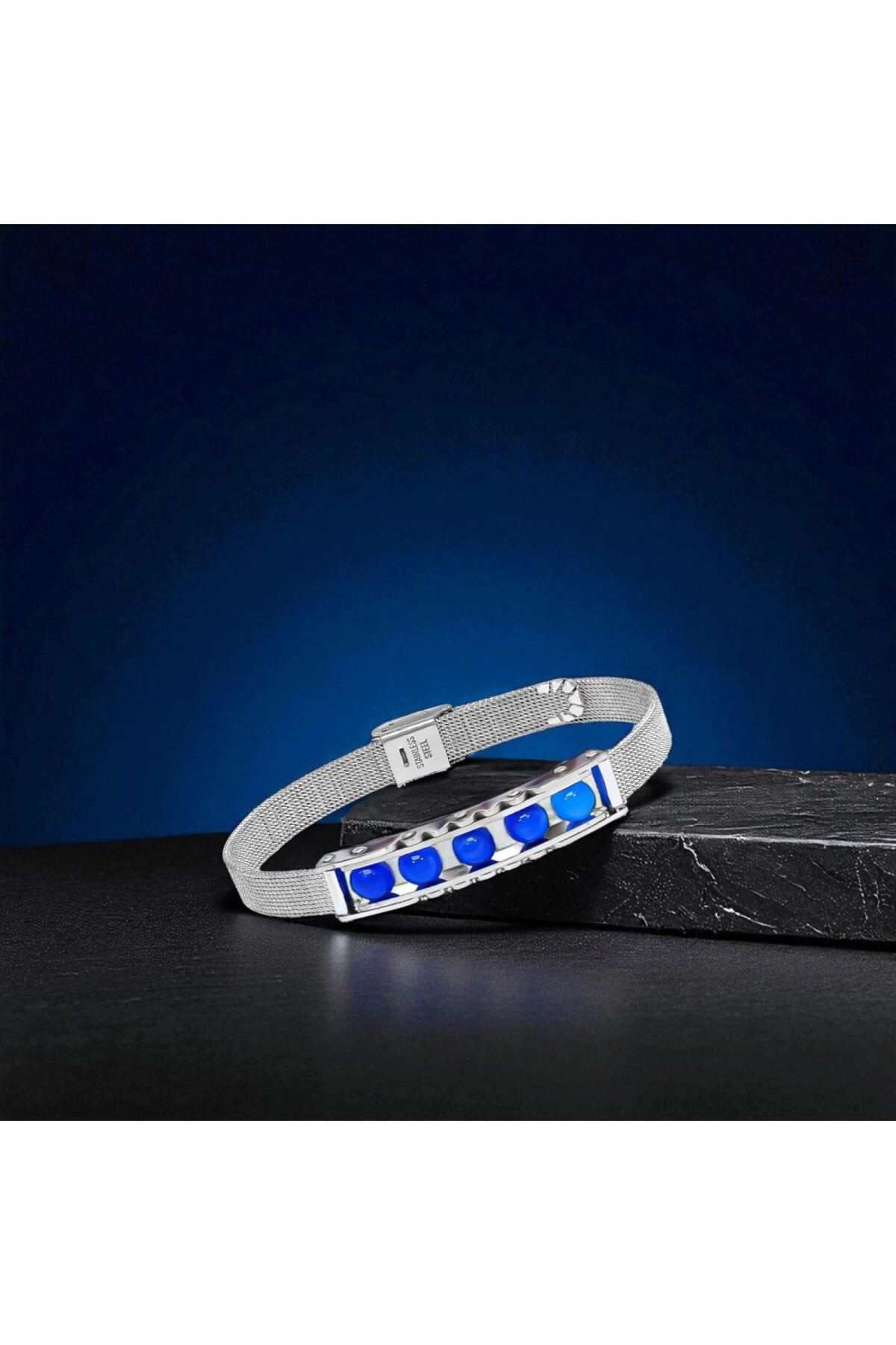 Doğal Taşlı Ve Paslanmaz Çelik Bileklik-2