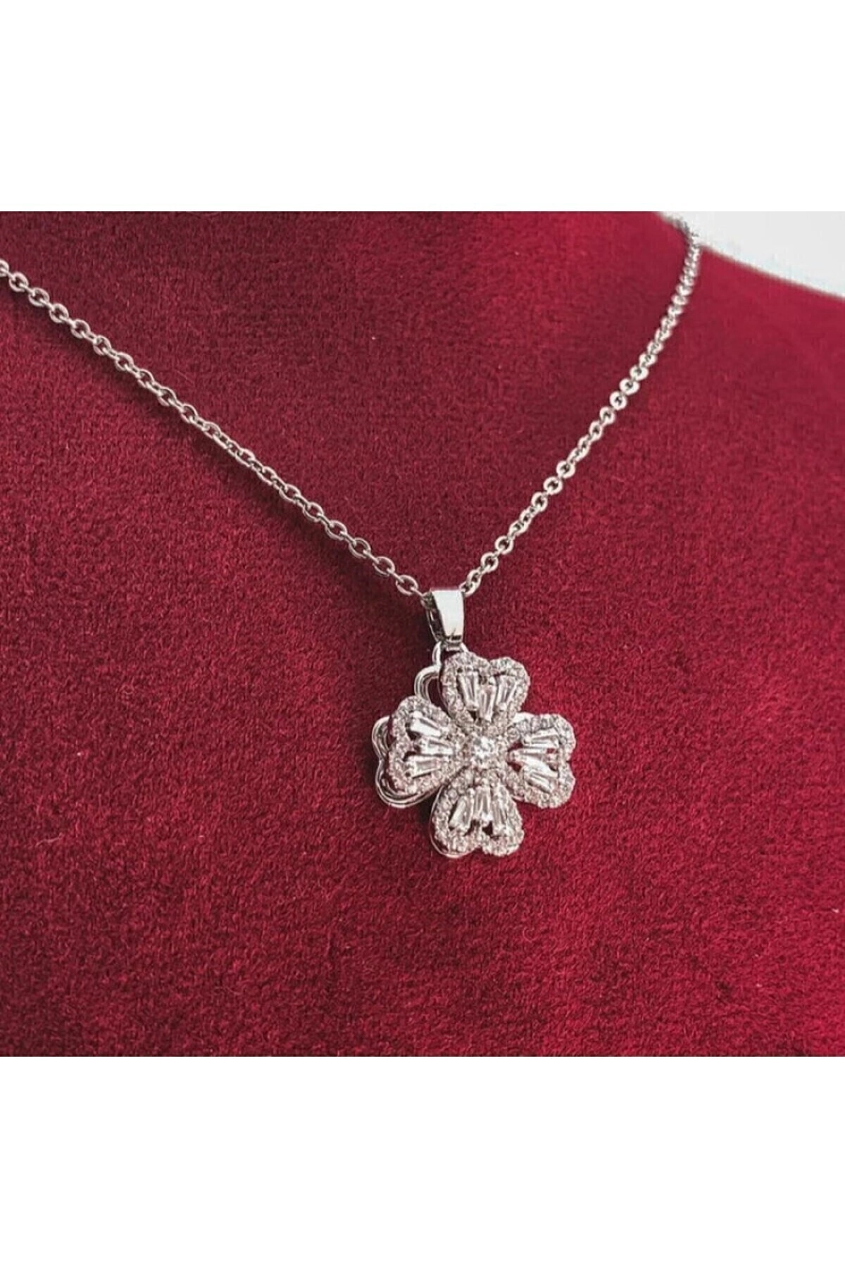 Dönen Yonca Kolye | 316l Çelik - Kararmaz | Hediye Kadın-5