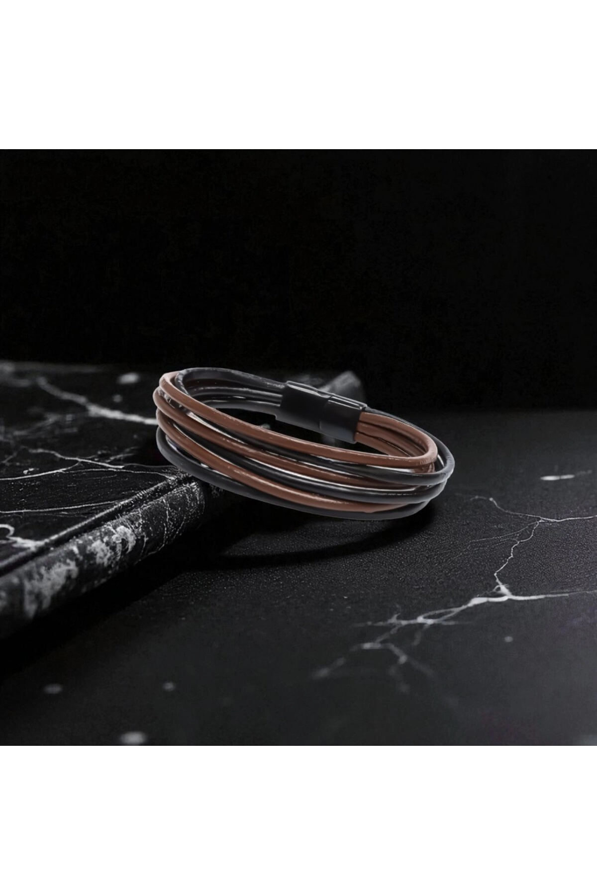 Erkek Bileklik | Kahverengi Siyah Çoklu Katmanlı Tasarım-4