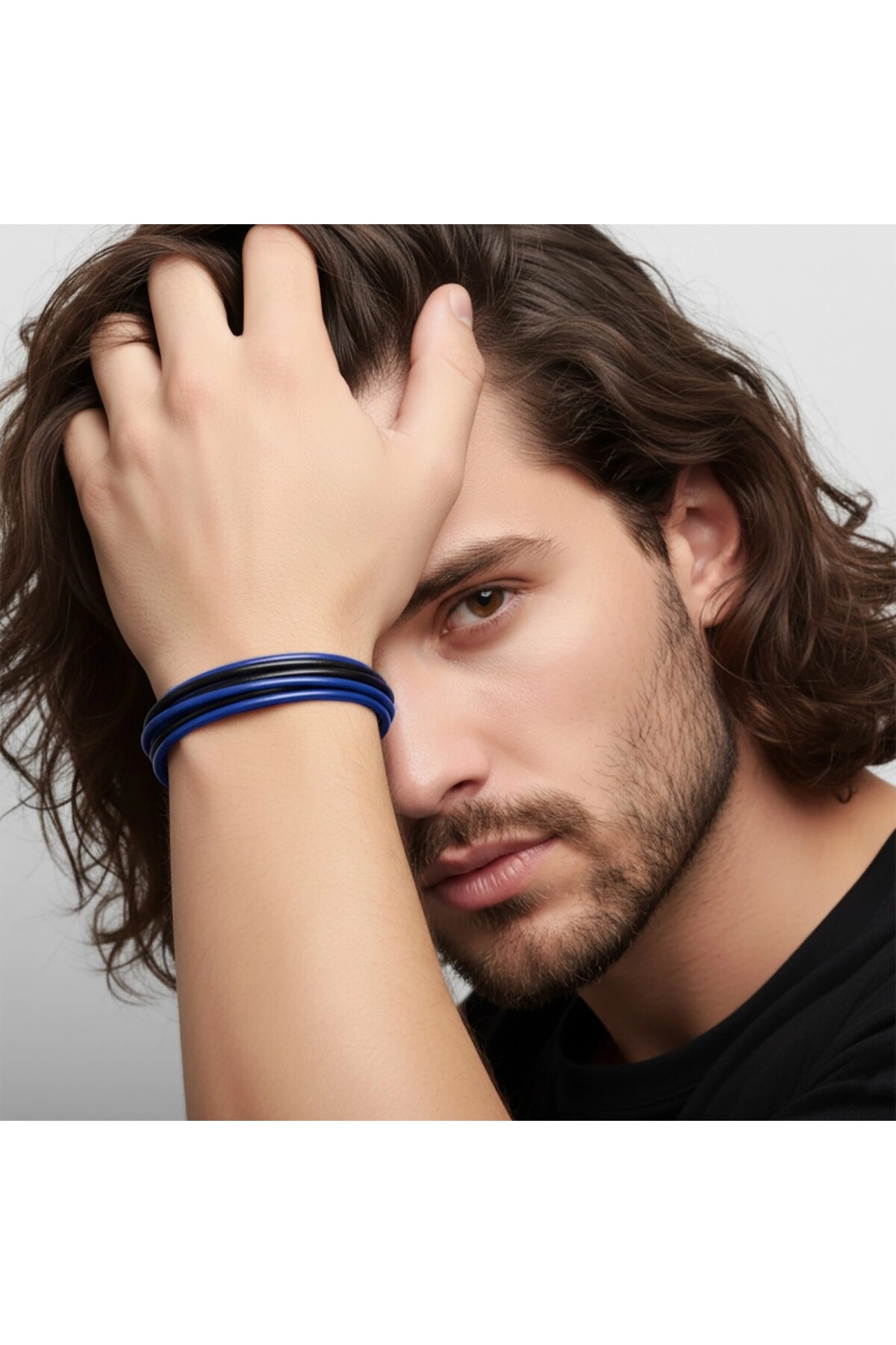 Erkek Bileklik | Mavi Siyah Çoklu Katmanlı Tasarım-1