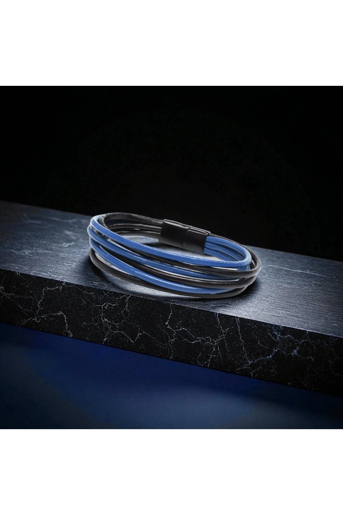 Erkek Bileklik | Mavi Siyah Çoklu Katmanlı Tasarım-4