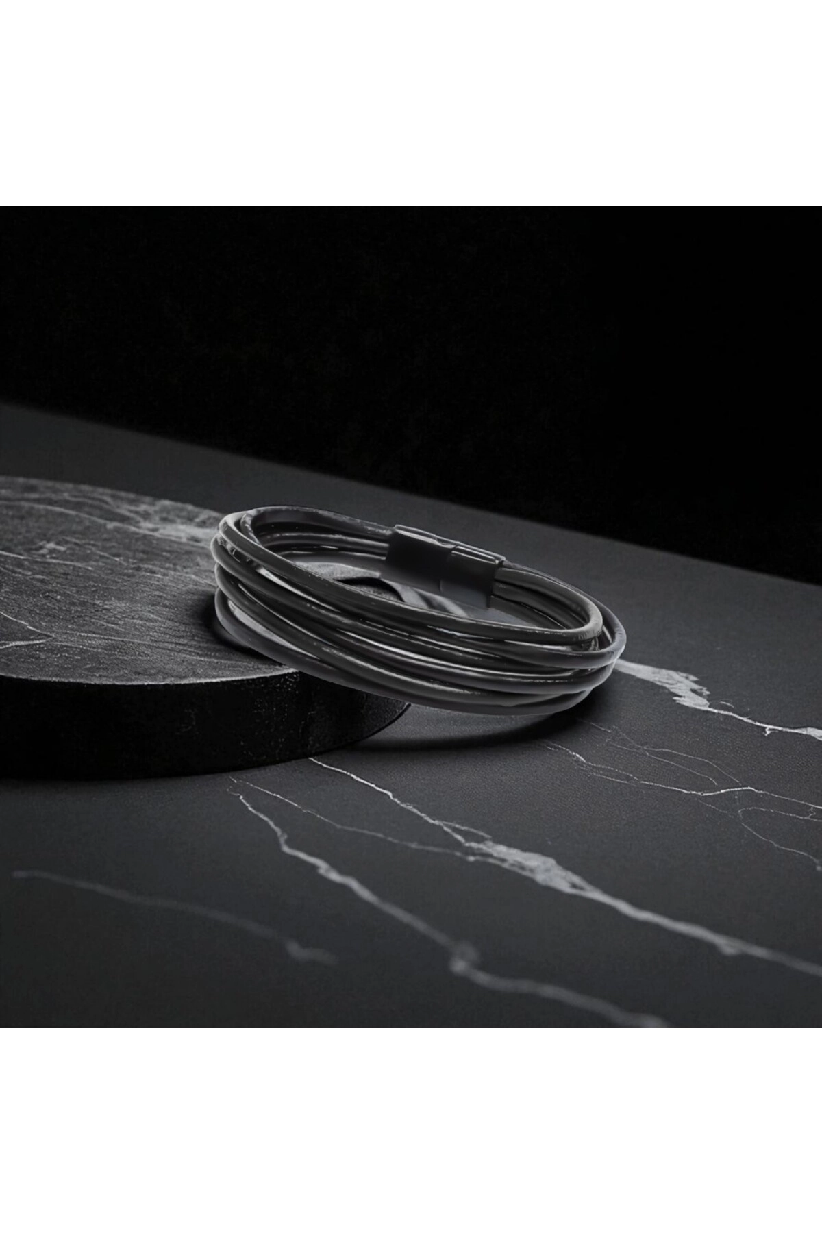 Erkek Bileklik | Siyah Çoklu Katmanlı Tasarım-4