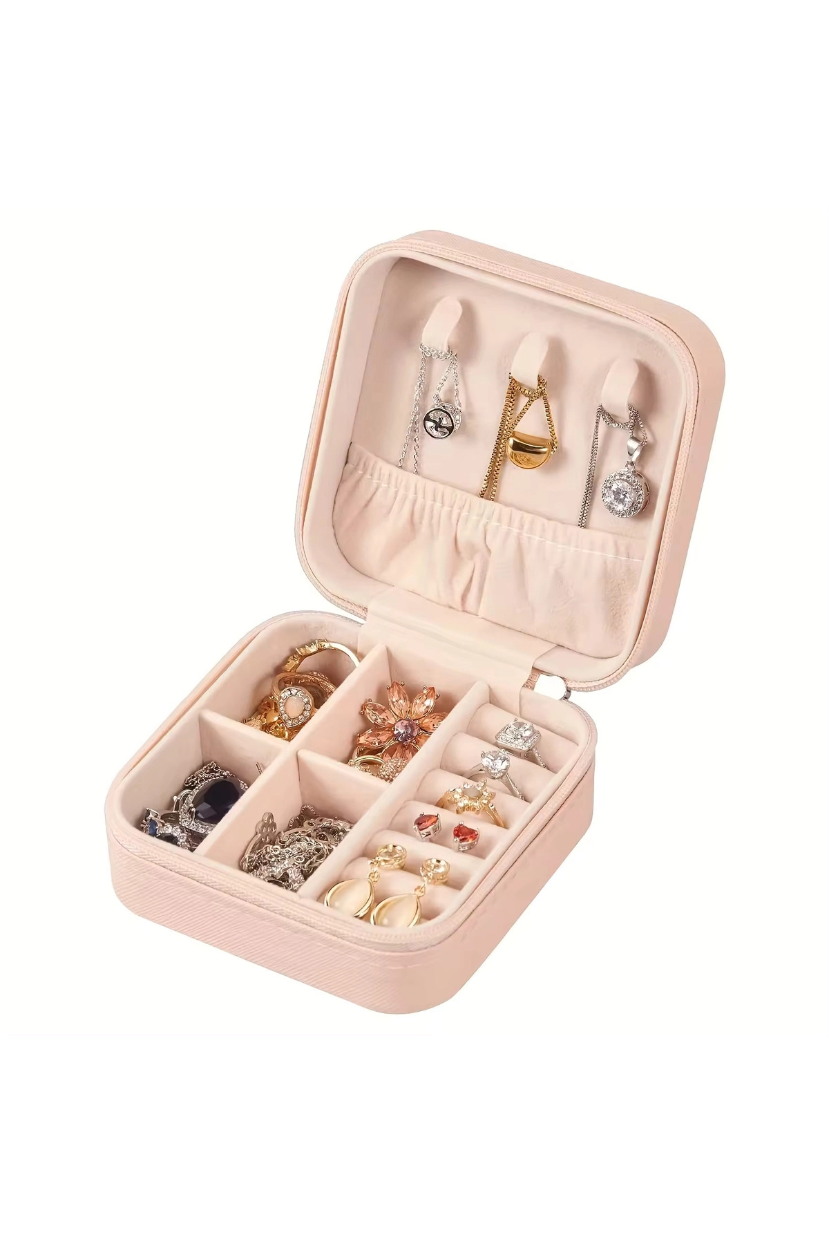 Fermuarlı Organizer Takı Çantası Kutusu Seyahat Mücevher Aksesuar Çantası Turkuaz-1