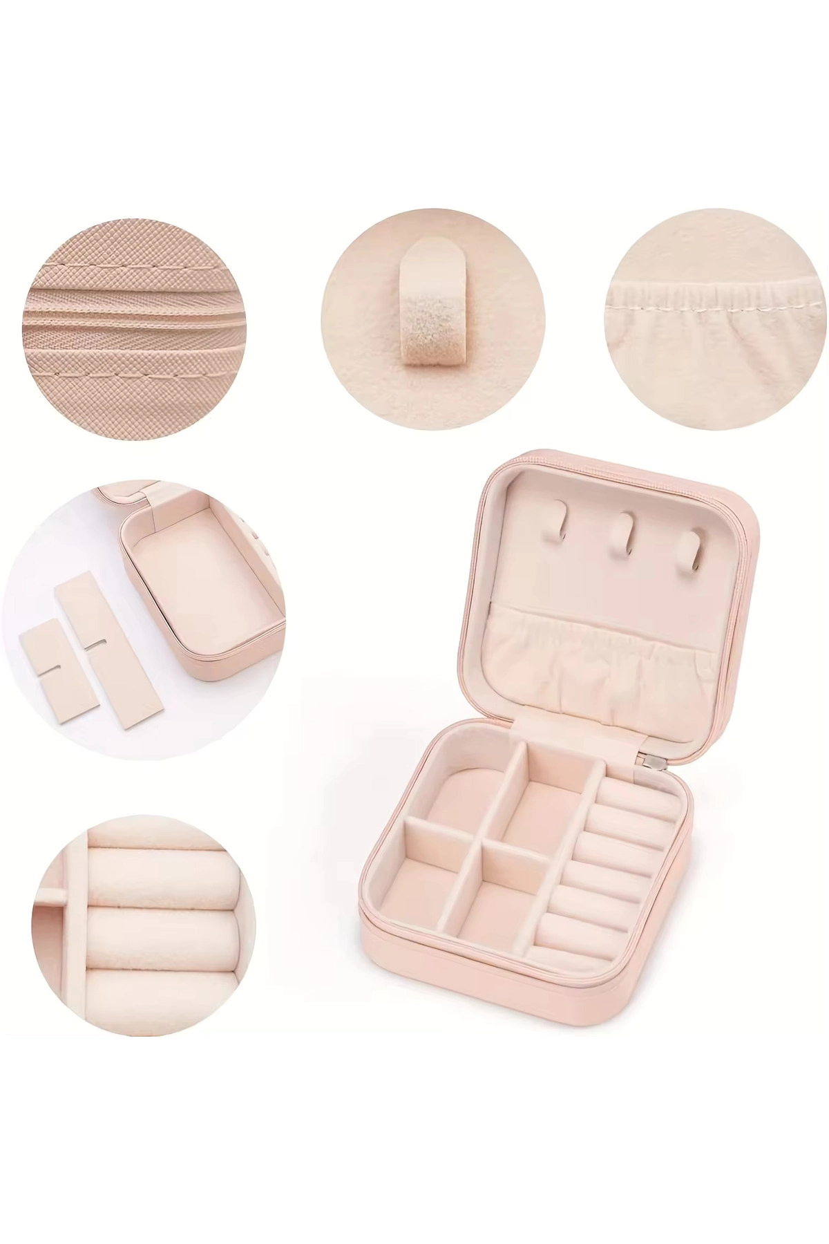 Fermuarlı Organizer Takı Çantası Kutusu Seyahat Mücevher Aksesuar Çantası Turkuaz-2