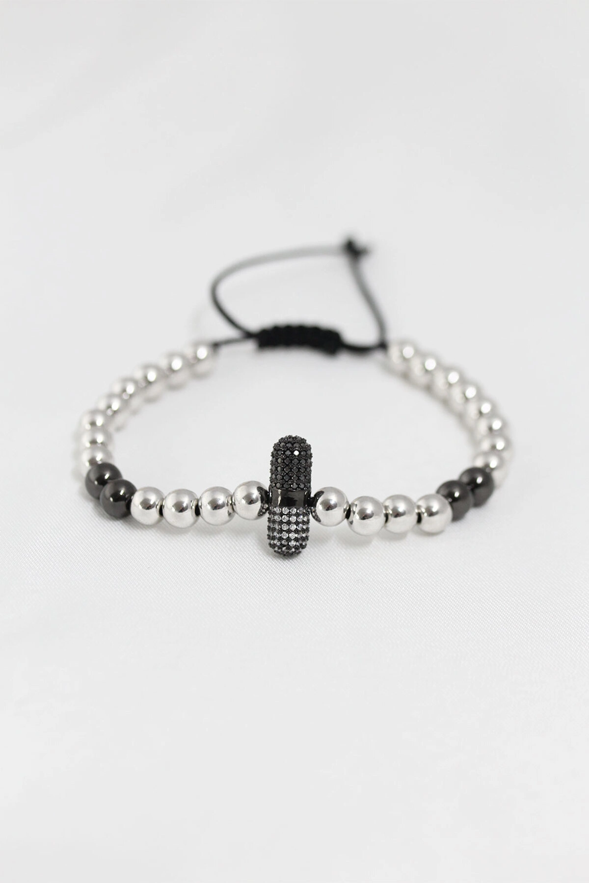 Füme Gümüş Renk Çelik Zirkon Objeli Asansörlü Bileklik-0