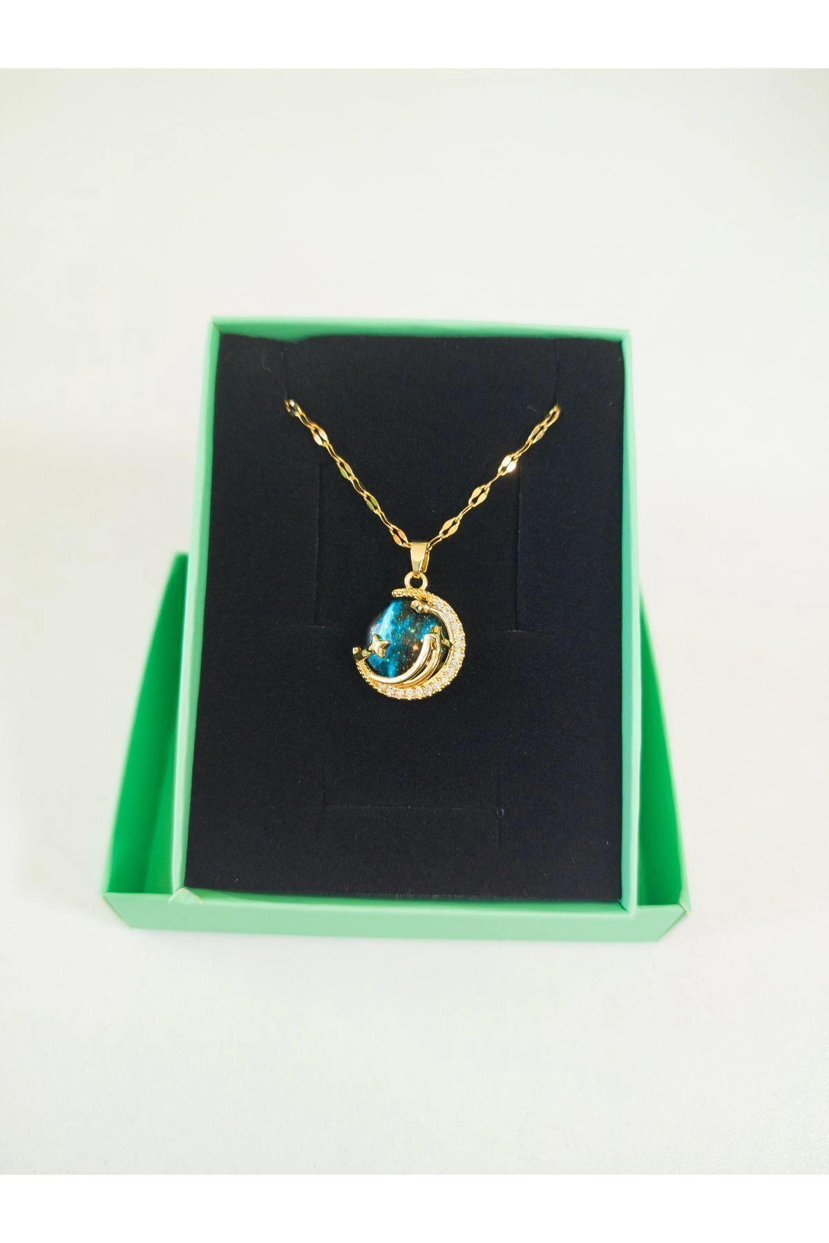 Gökyüzü - Gezegen Kolye | 316l Çelik - Kararmaz | Hediye Kadın-0