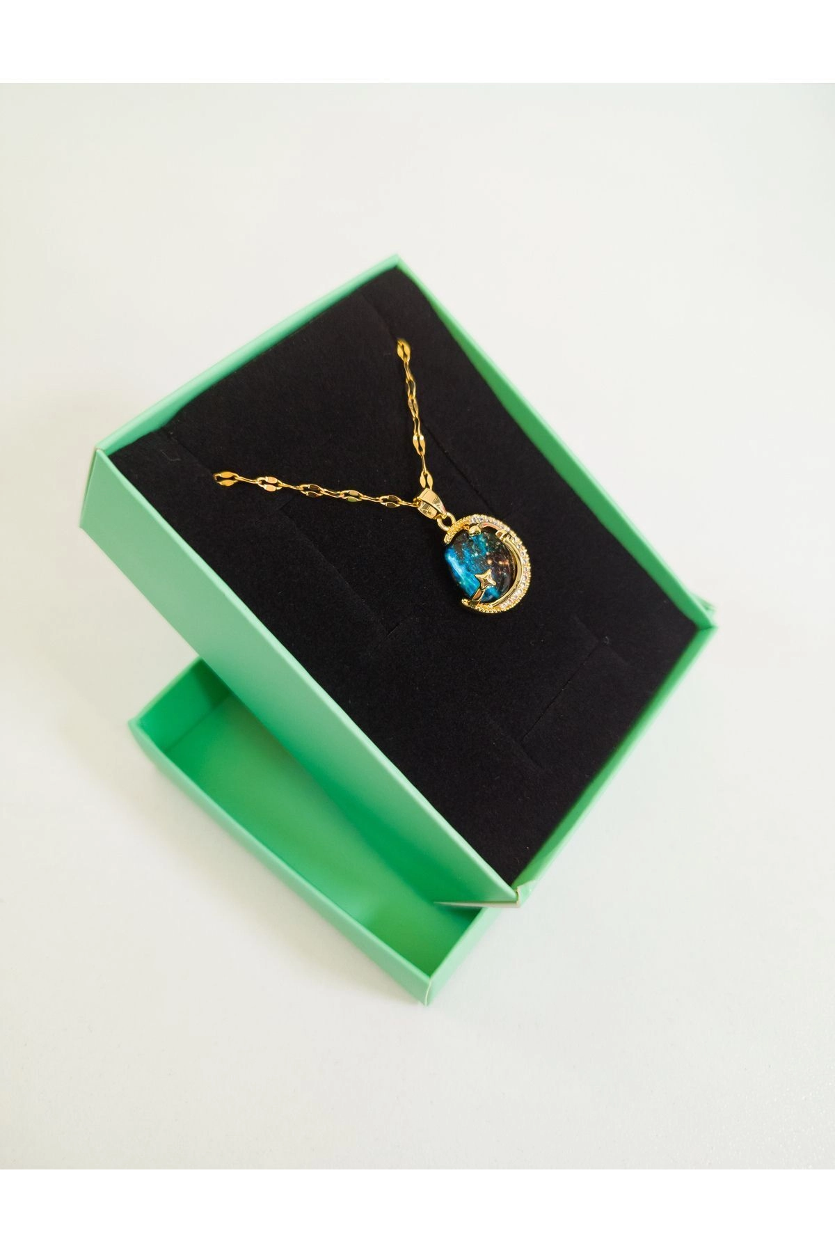 Gökyüzü - Gezegen Kolye | 316l Çelik - Kararmaz | Hediye Kadın-4