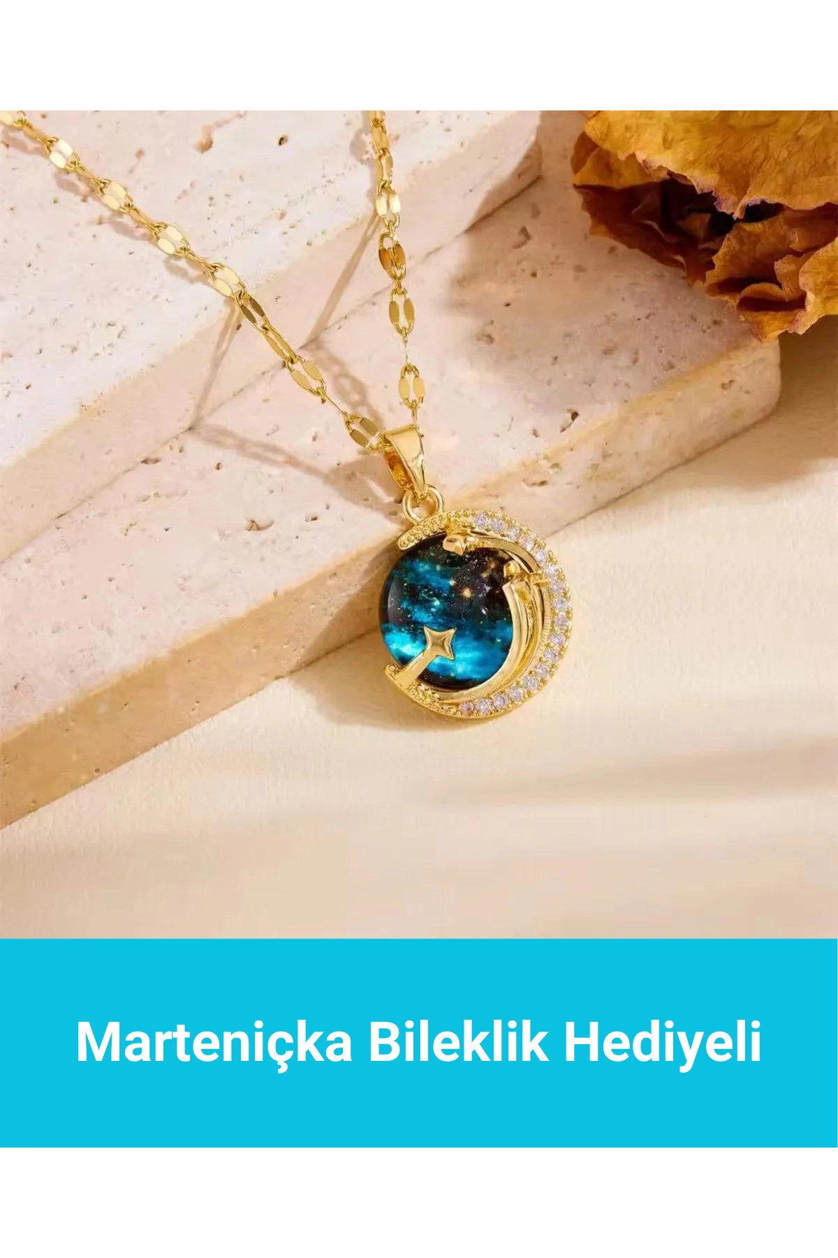 Gökyüzü - Gezegen Kolye | 316l Çelik - Kararmaz | Hediye Kadın-5