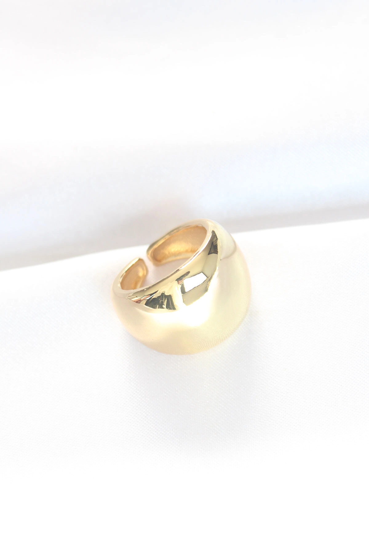 Gold Renk Ayarlanabilir Bombeli Ayna Yüzük-1